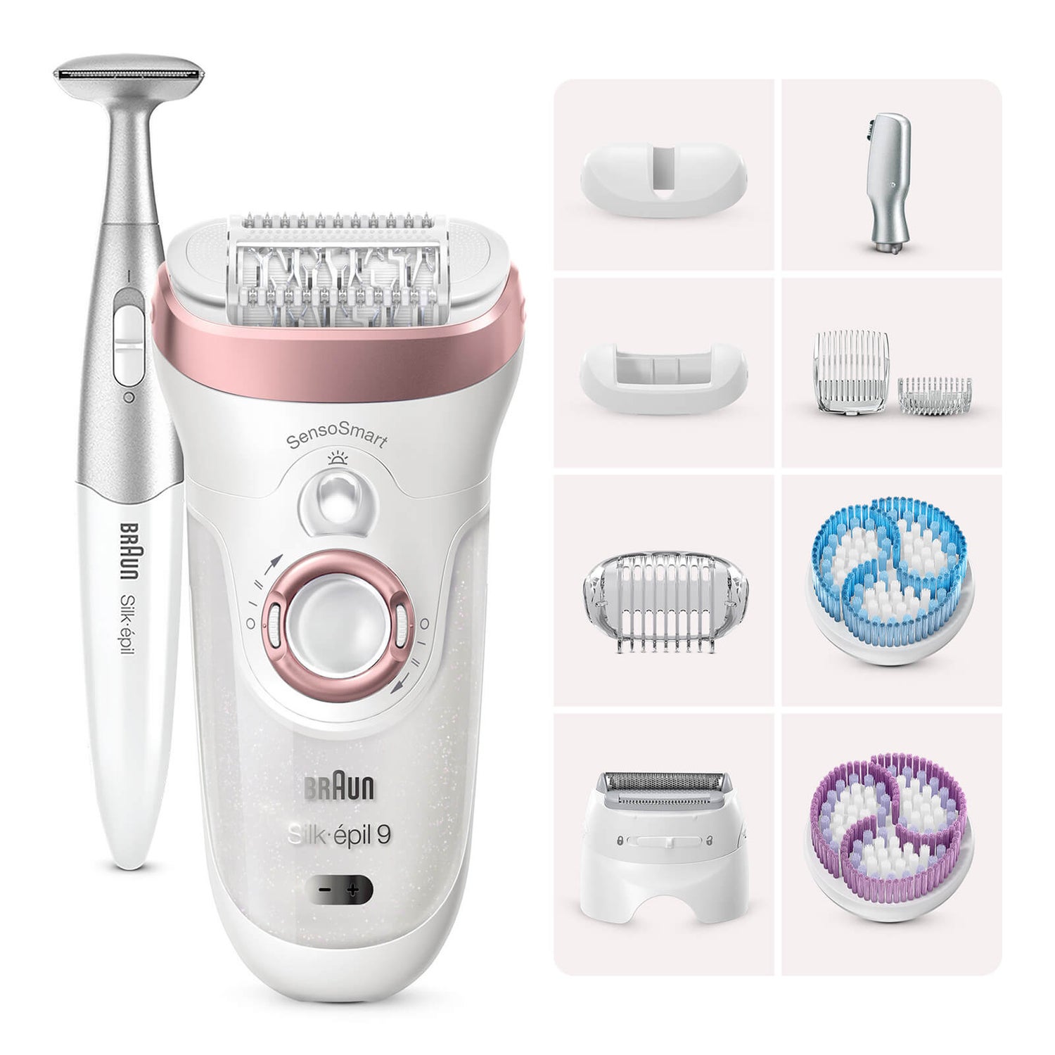 Braun Silk-épil 9 9/980 Epilator, White/Rose Gold - LOOKFANTASTIC