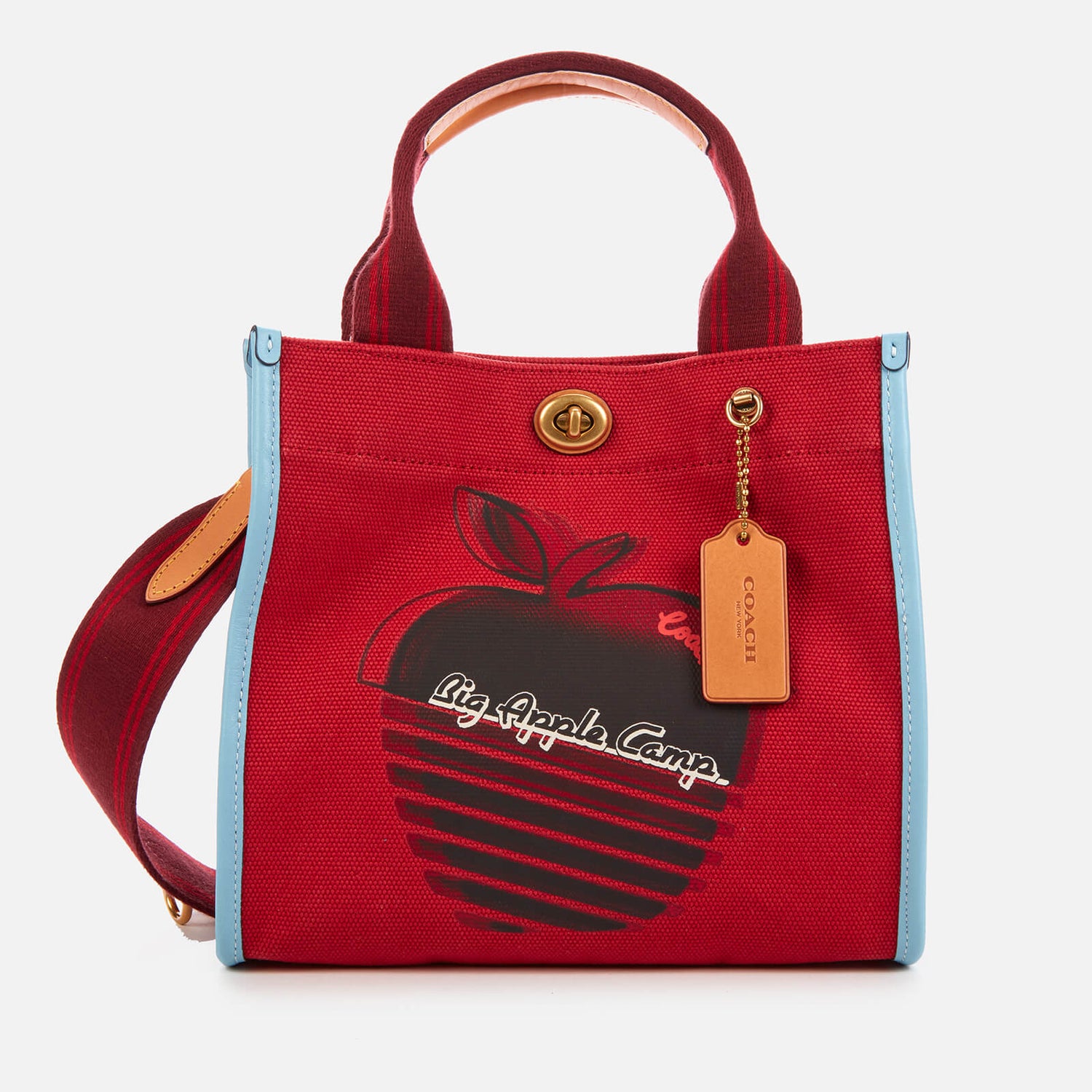 Coach 1941 Women's Retro Big Apple Camp Canvas Tote Bag 22 Red Apple