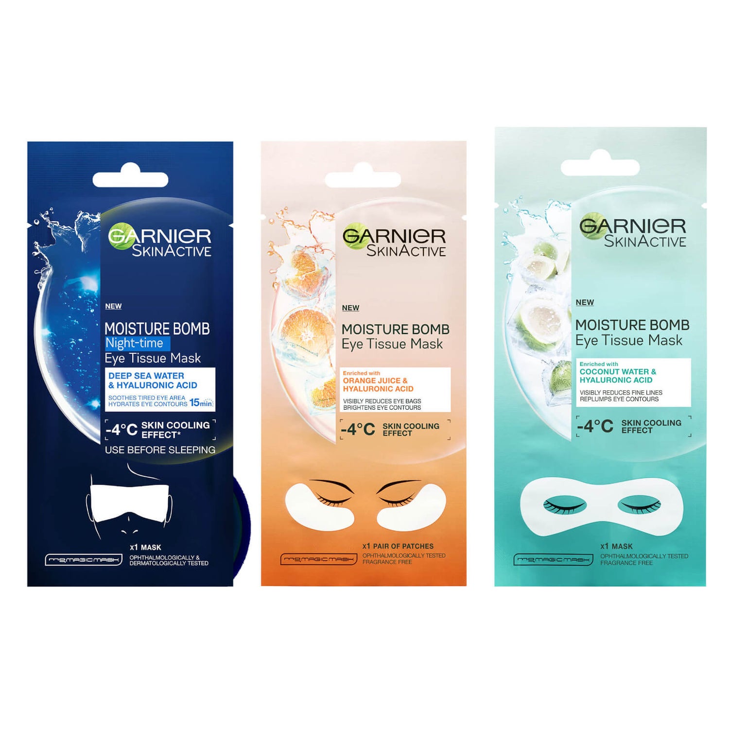 Garnier Eye Tissue Mask Tired Eyes Bundle Trio LOOKFANTASTIC