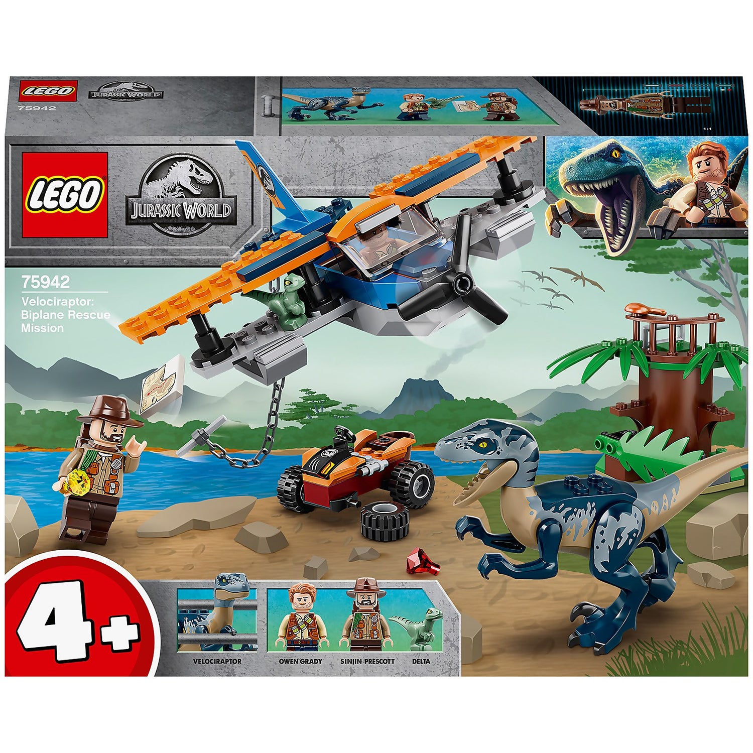 LEGO Jurassic World Velociraptor Biplane Rescue Toy (75942) Toys