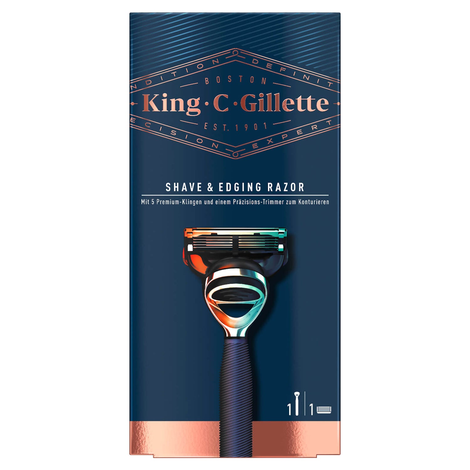 Bartrasierer in Marineblau: für Bart & Konturen King C Gillette.