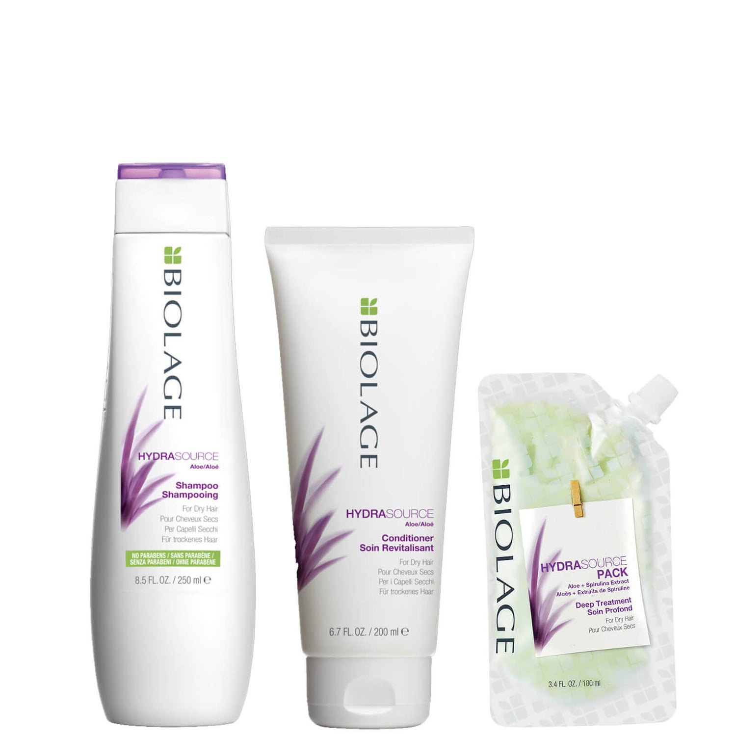 Biolage Hydrasource Shampoo, Conditioner and Deep Hair Treatment