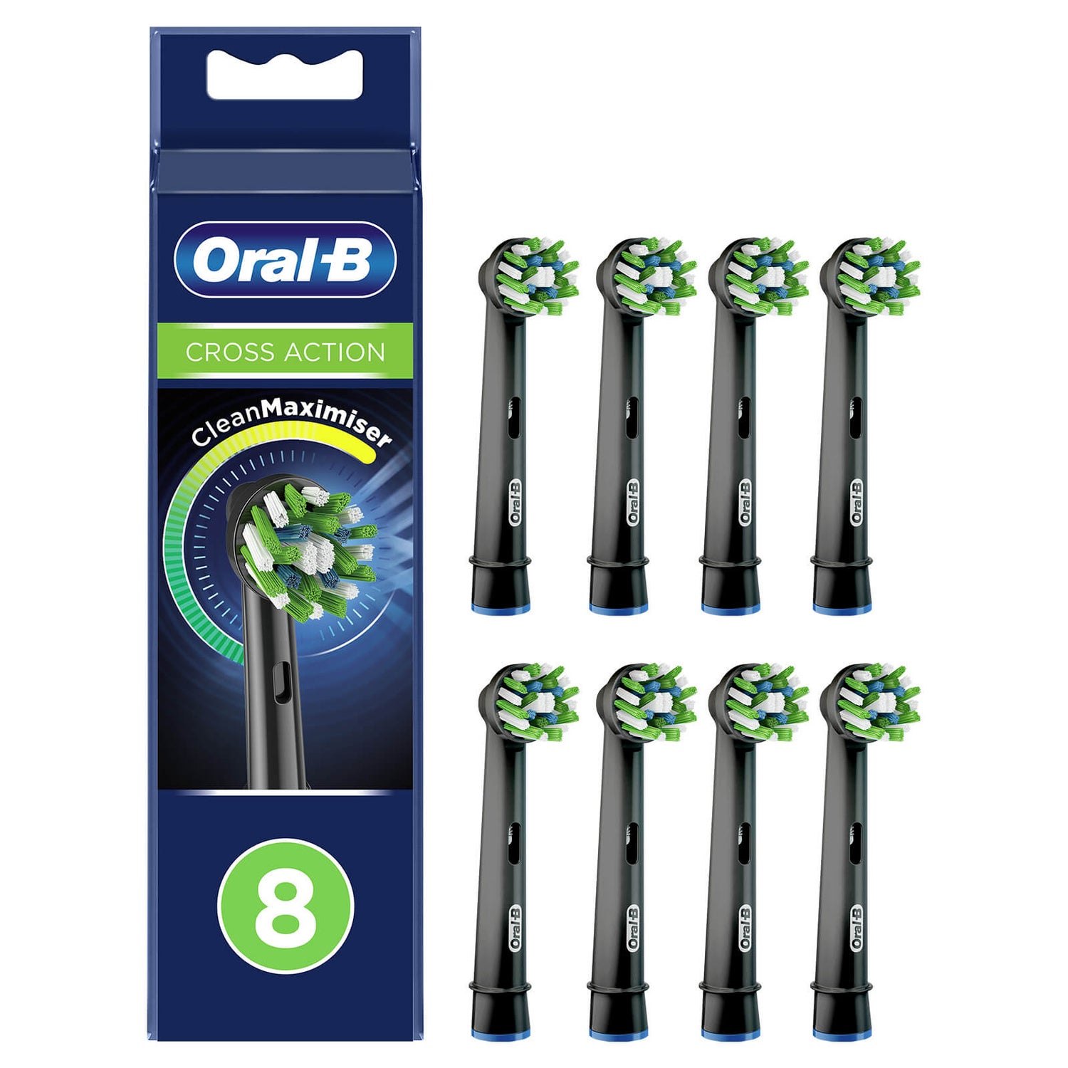 Oral B Cross Action Toothbrush Head Refills Black (Pack of 8