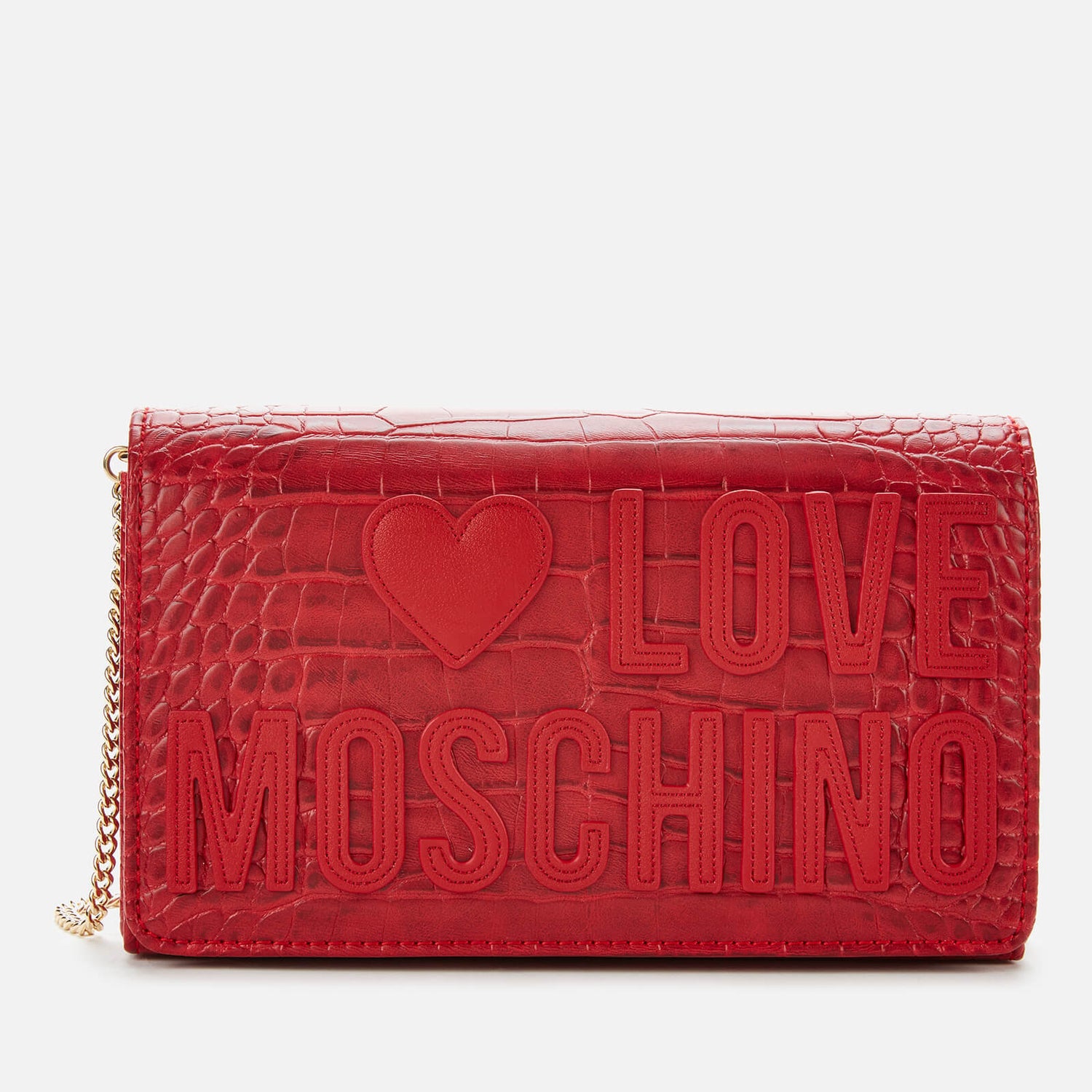 Love Moschino Women's Croc Print Logo Bag - Red | TheHut.com