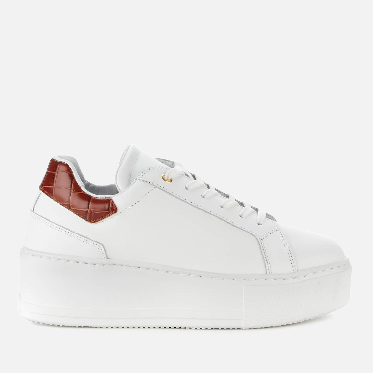 Dune Women's Elden Leather Flatform Trainers - White | FREE UK Delivery ...