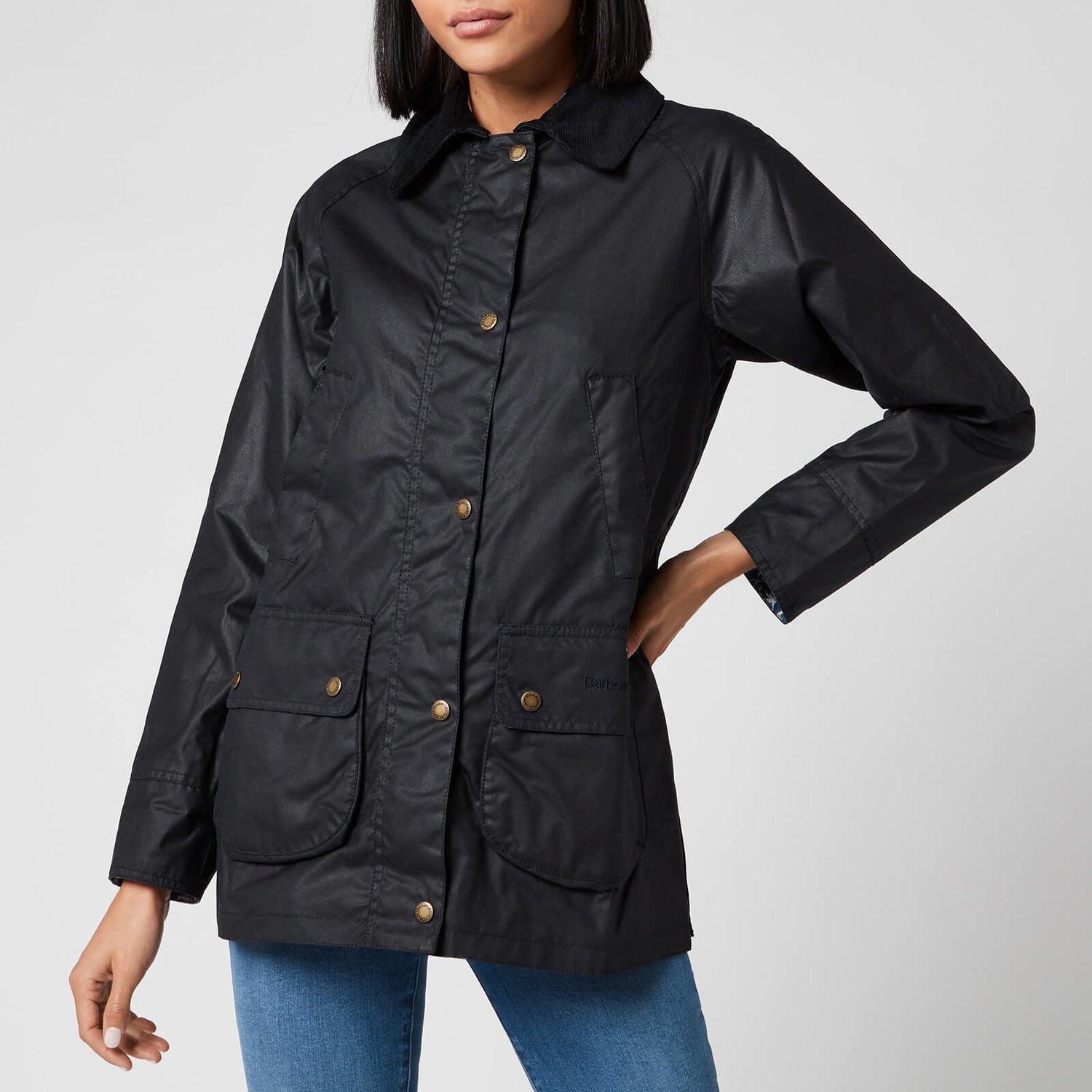 Barbour X Laura Ashley Women's Poplars Wax Jacket Navy/Shepherds