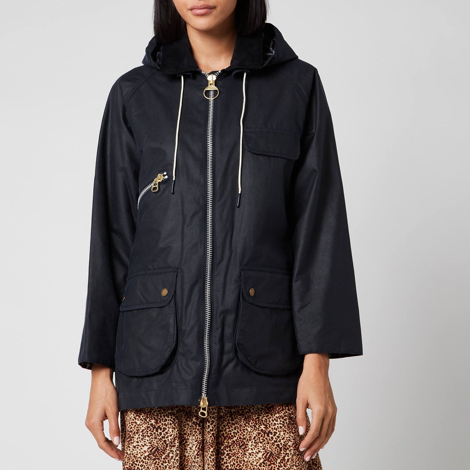 Barbour X Alexa Chung Women's Violet Mix Hooded Jacket Navy/Red Navy