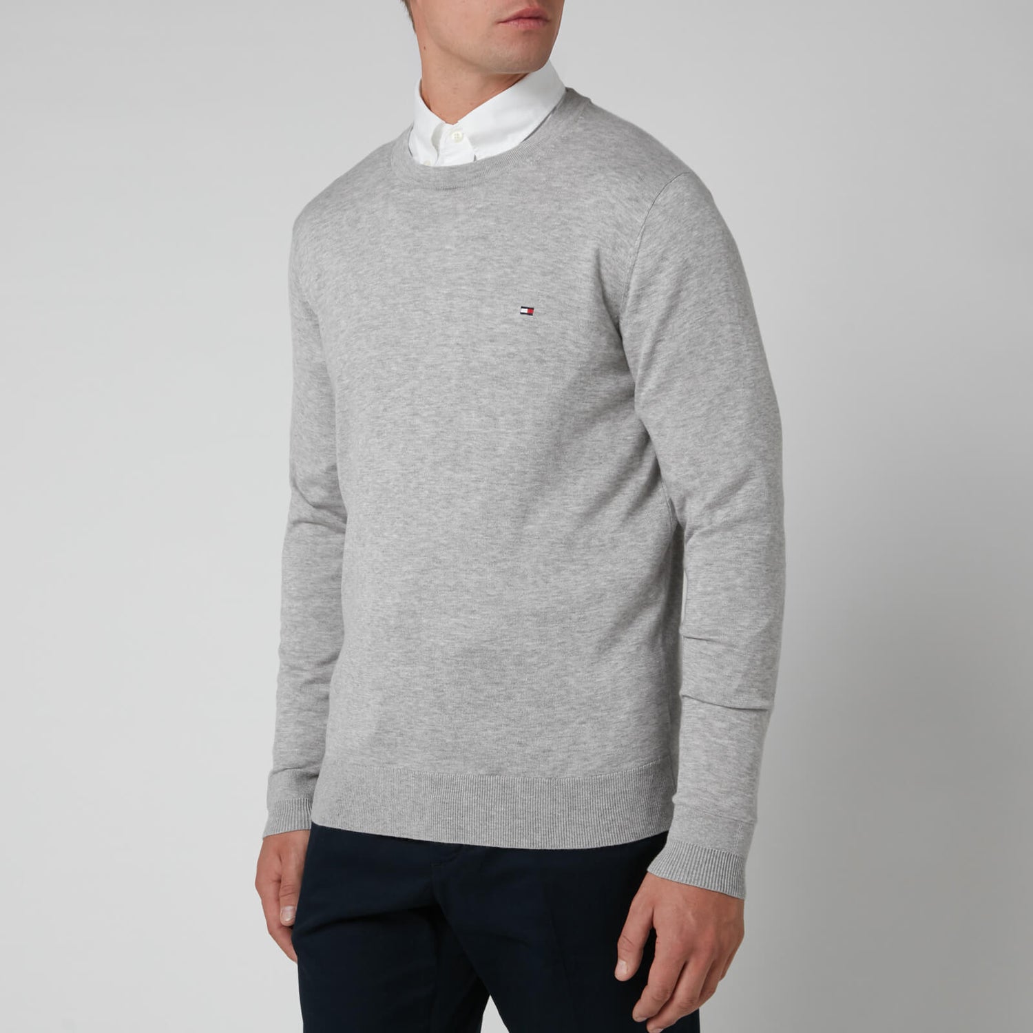 Tommy Hilfiger Men's Classic Crew Neck Knitted Jumper - Cloud Heather ...