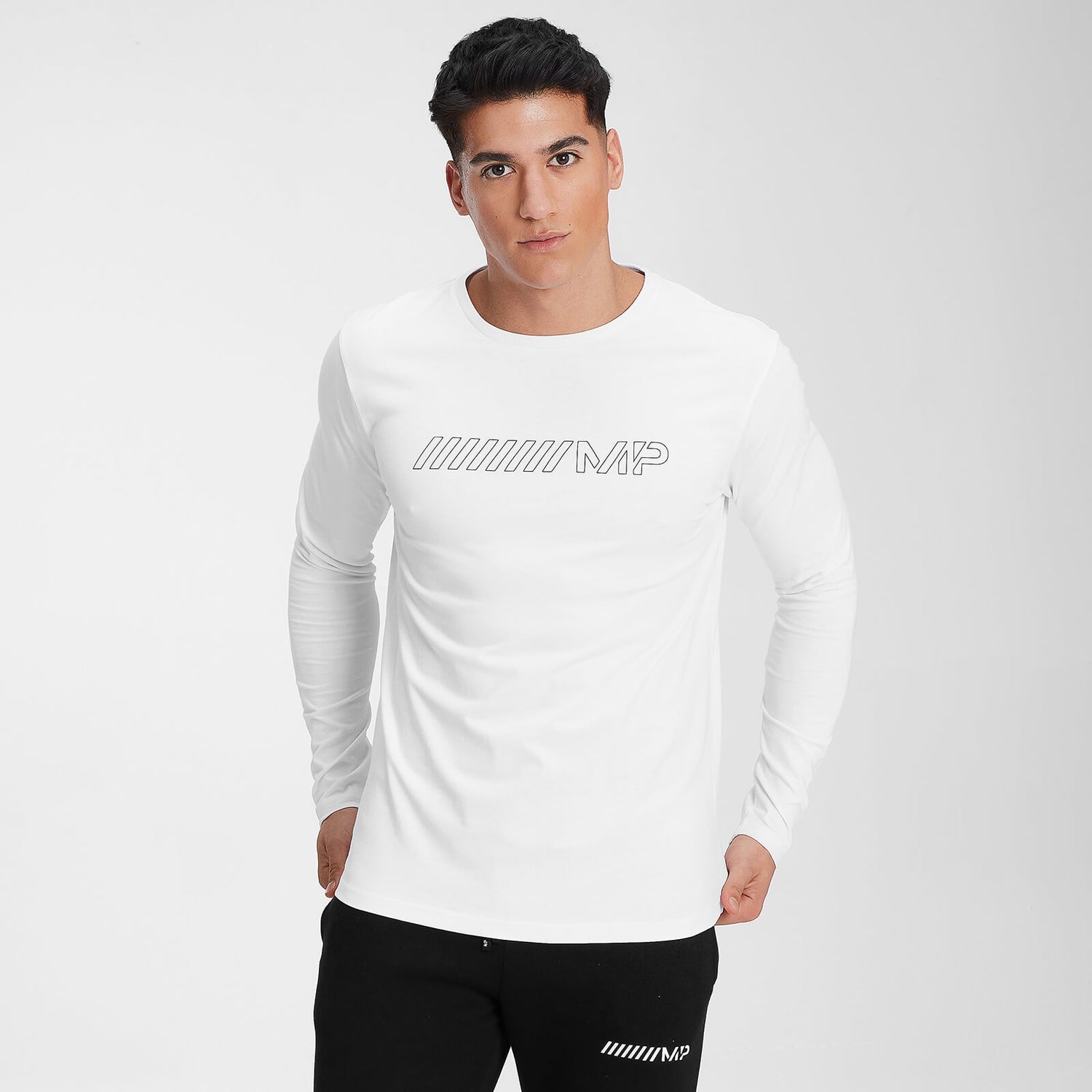 Men's Outline Graphic Long Sleeve Top | White | MYPROTEIN™