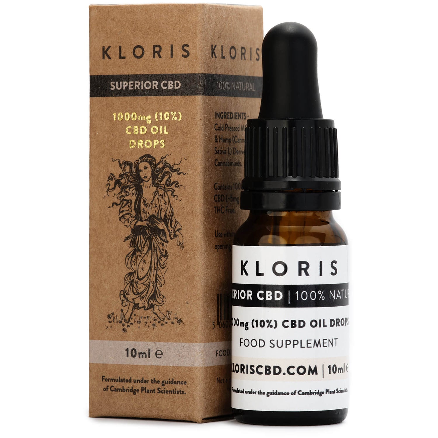 KLORIS 1000mg (10) CBD Oil Drops 10ml LOOKFANTASTIC