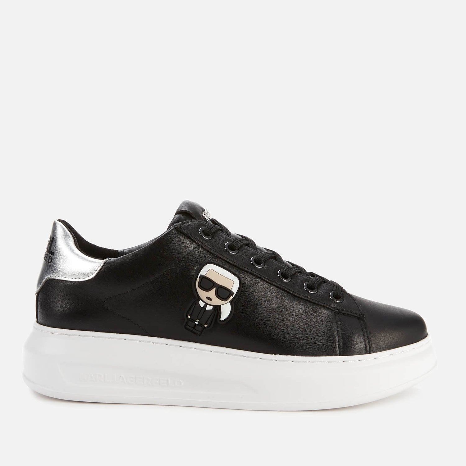 karl lagerfeld exclusive leather flatform trainers in white croc