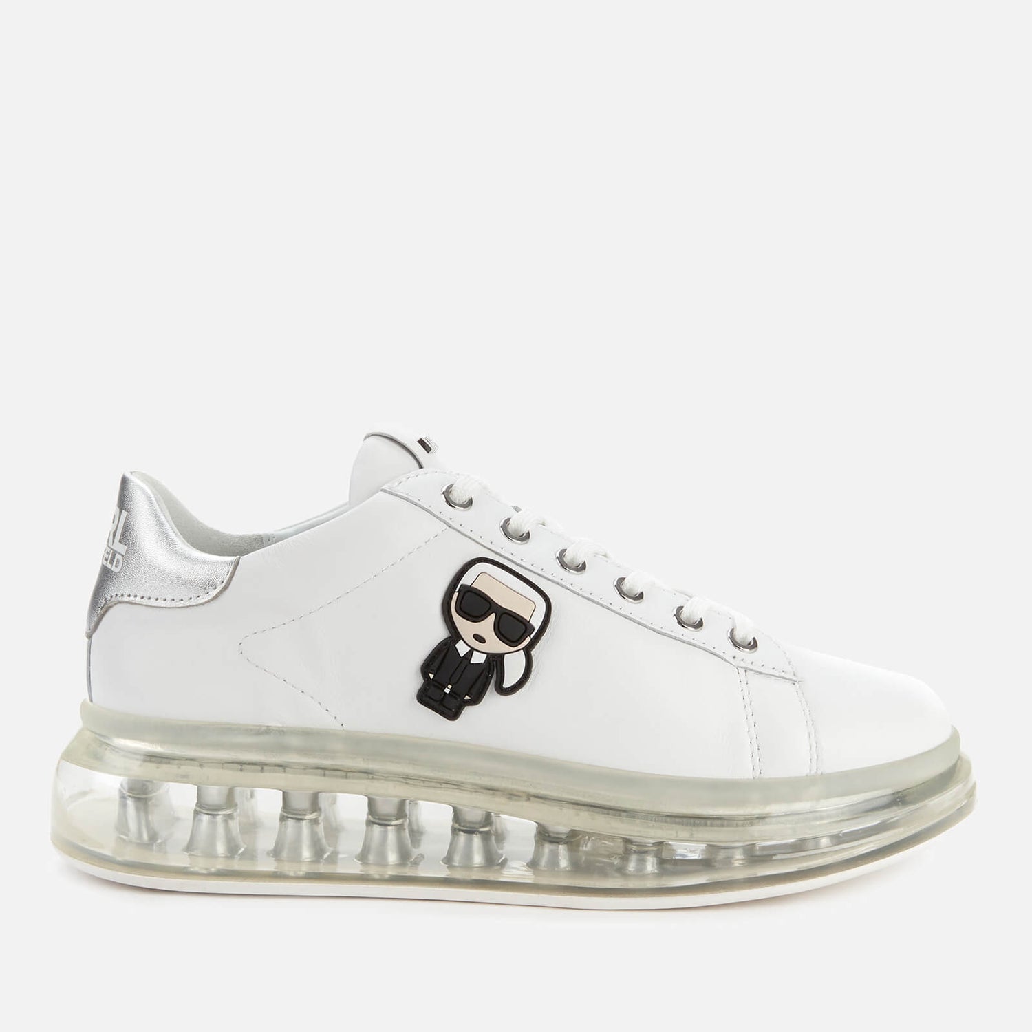 karl lagerfeld exclusive leather flatform trainers in white croc