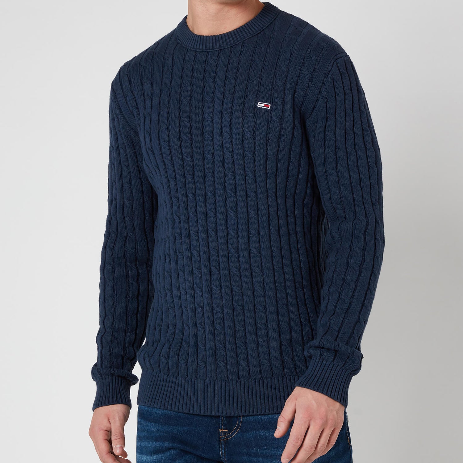 Tommy Jeans Men's Essential Cable Jumper - Twilight Navy | TheHut.com