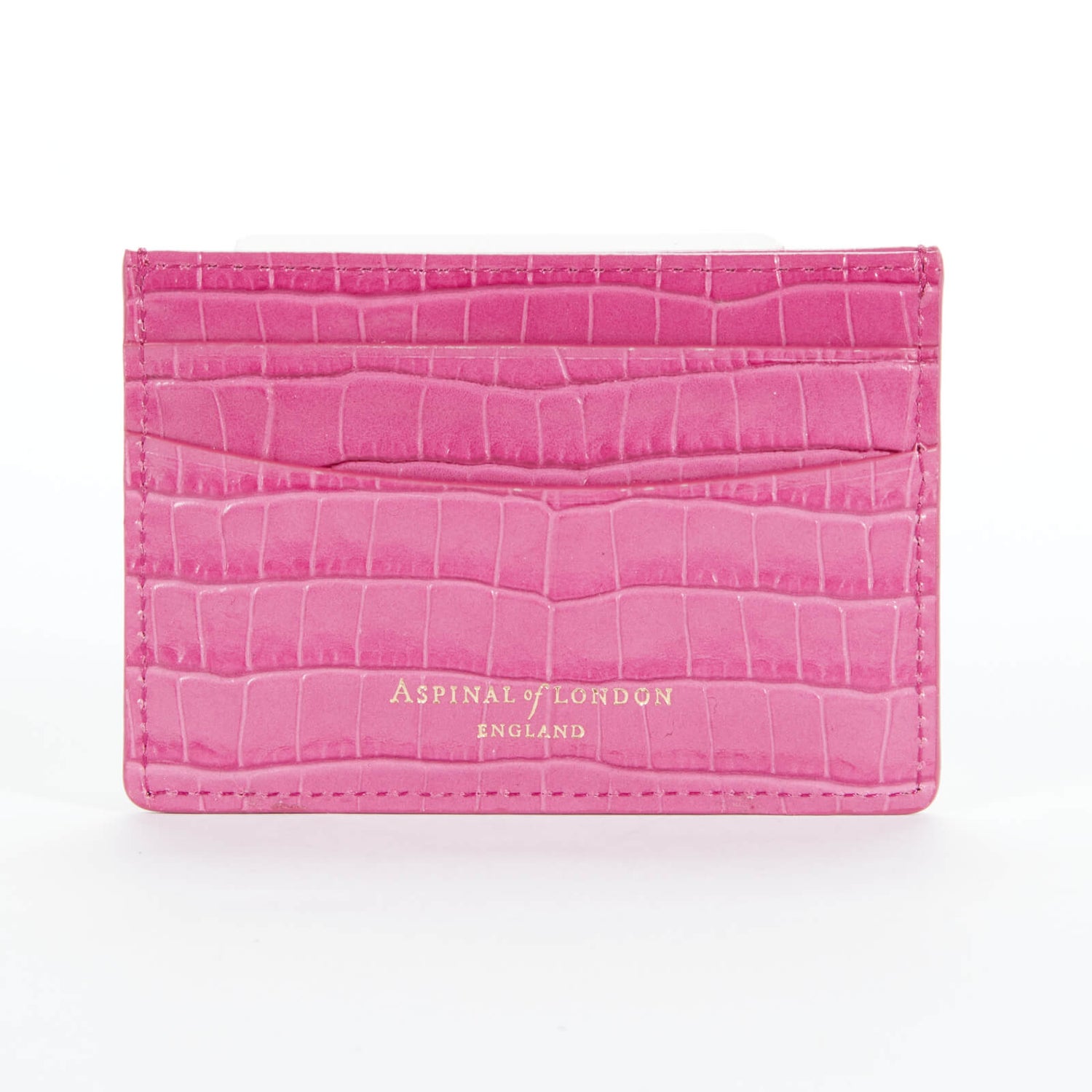 Aspinal of London Women's Slim Credit Card Case Deep Shine Small Croc Hibiscus