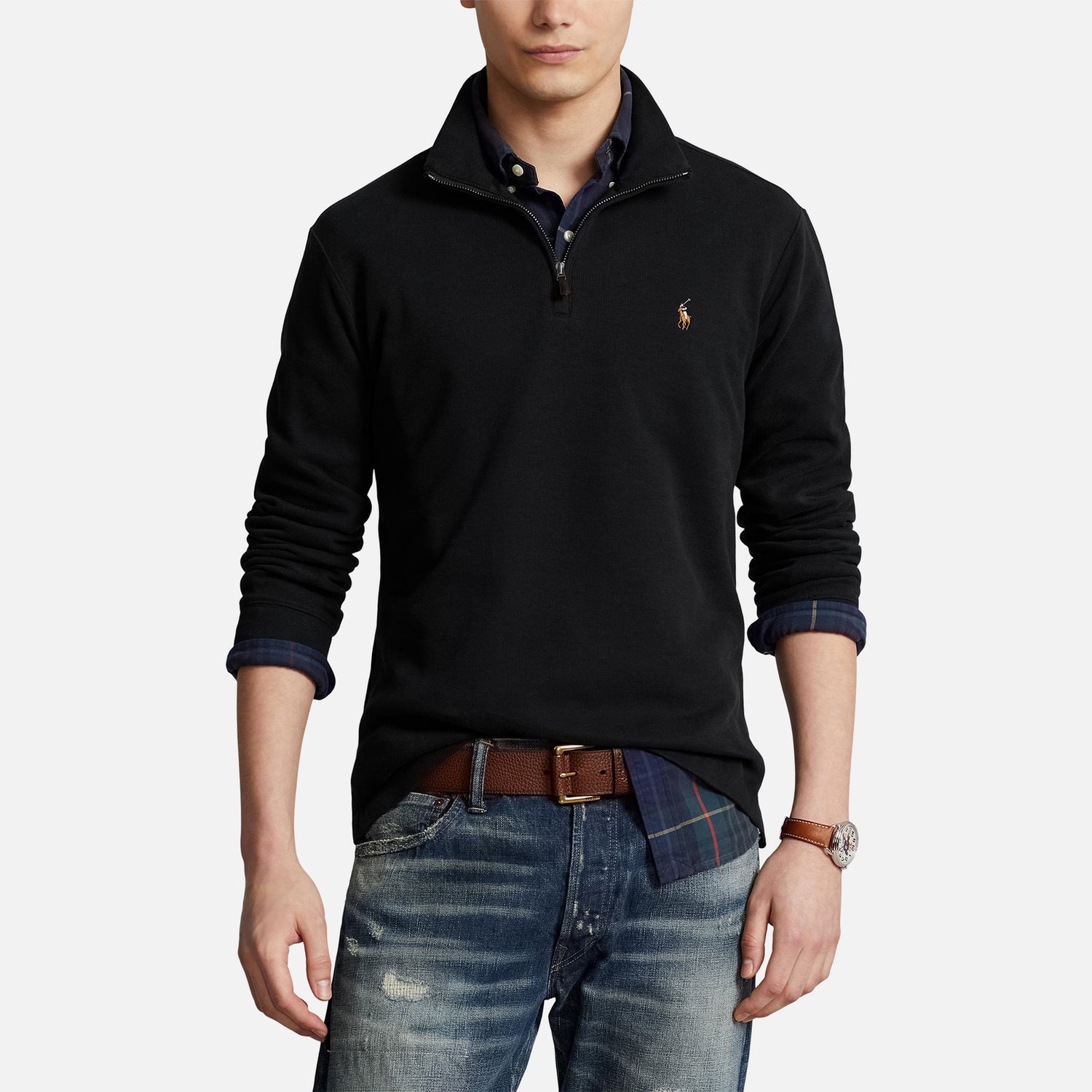 Polo Ralph Lauren Men's Half Zip Knitted Sweatshirt - Polo Black ...