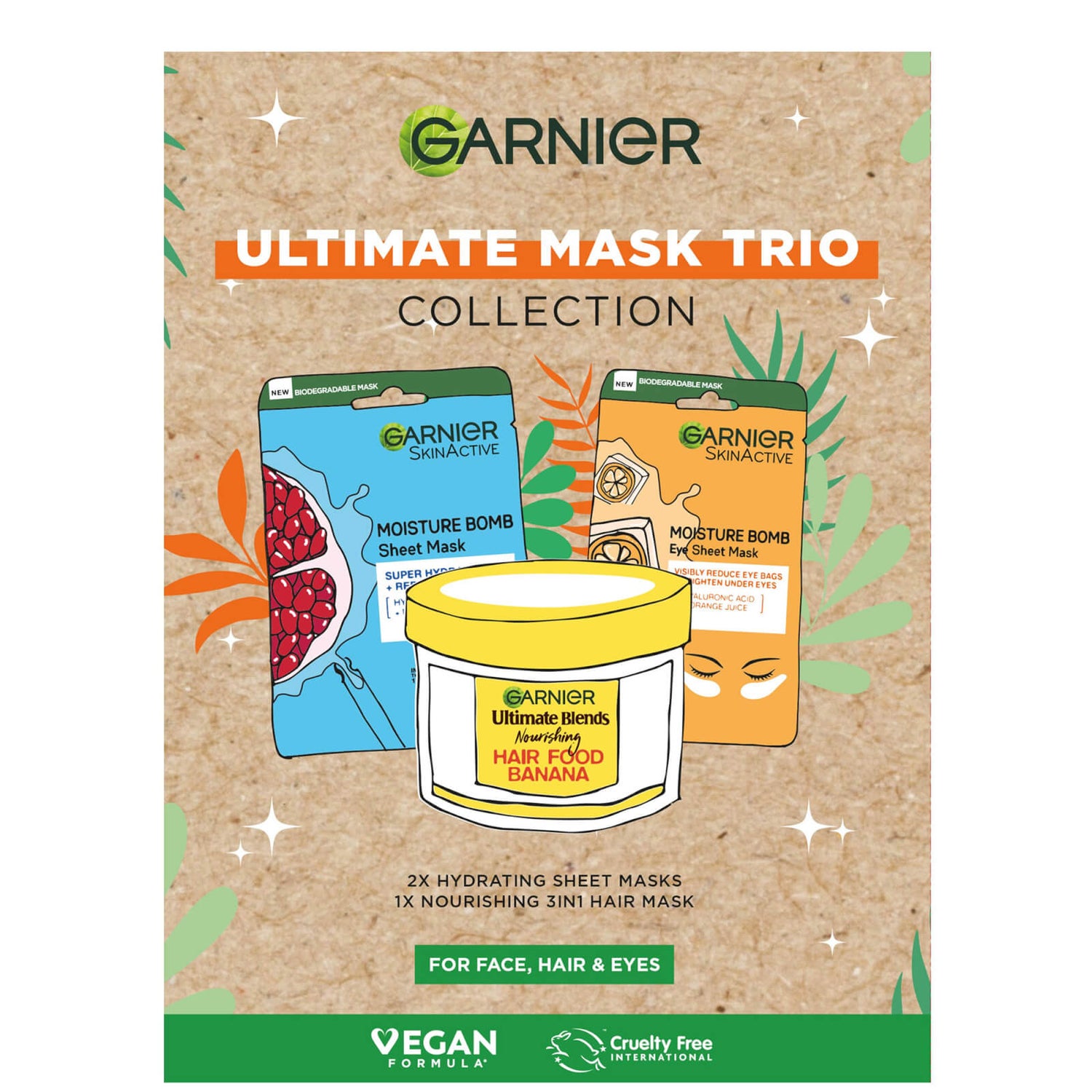 Ultimate Mask Trio for Face, Hair and Eyes Garnier LOOKFANTASTIC