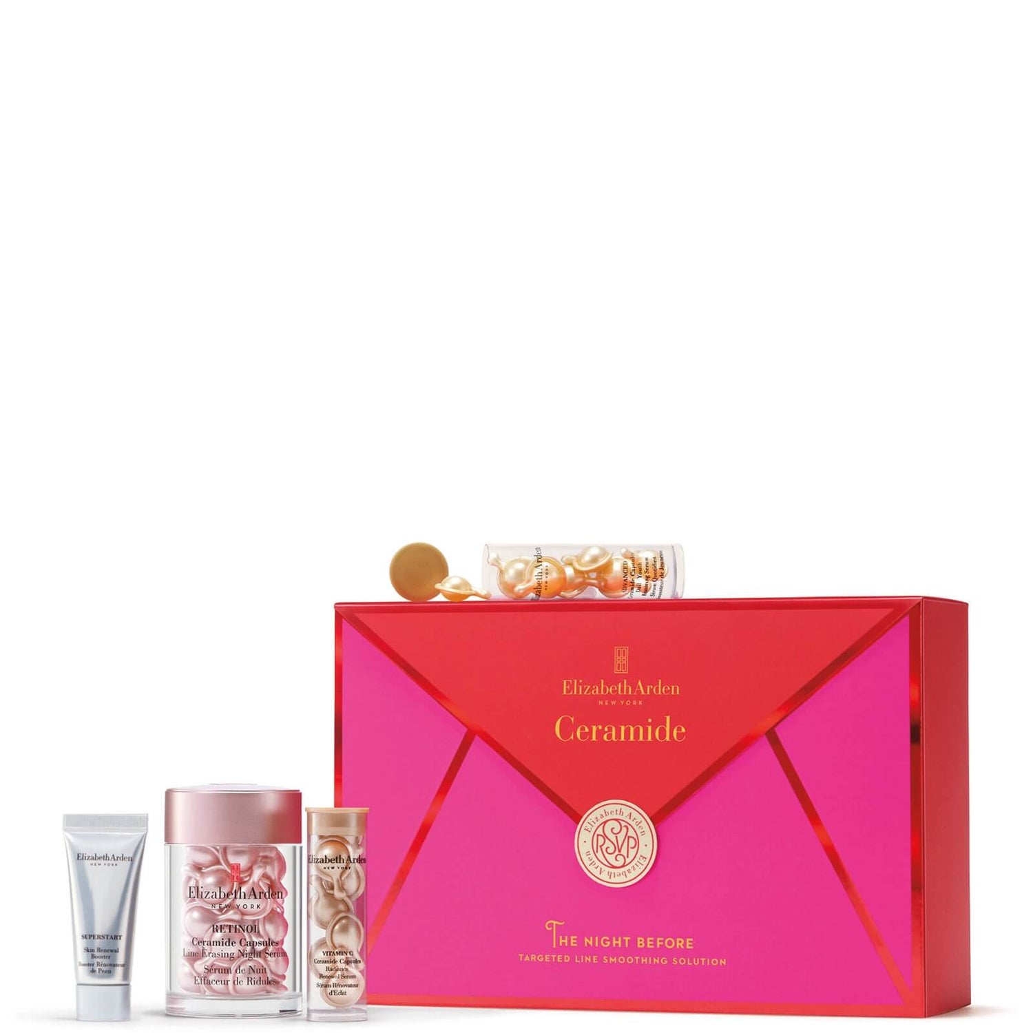 Elizabeth Arden Retinol Ceramide Capsules Serum, 30 Count, 4 Piece Skin Care Gift Set Worth