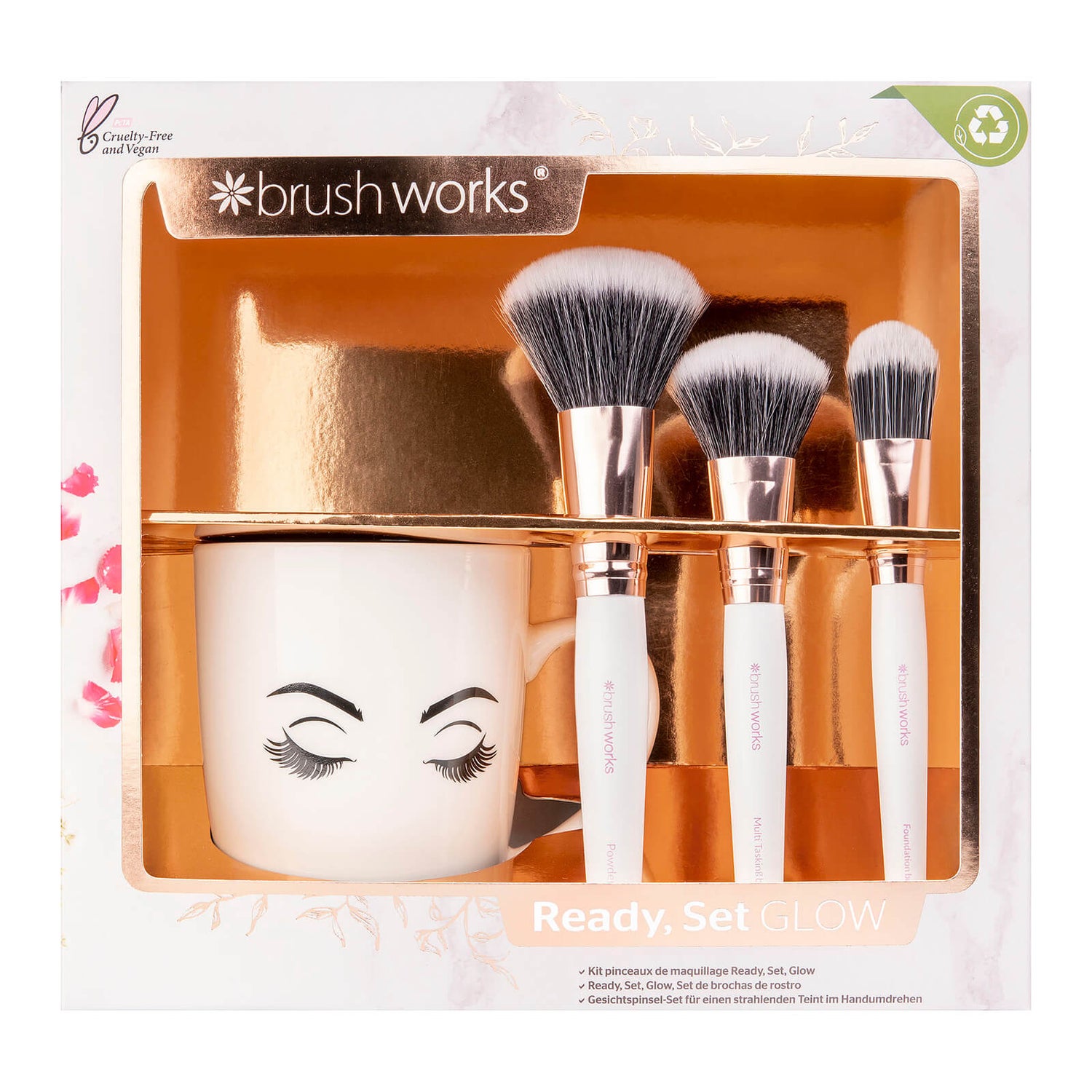 brushworks Ready Set Glow Face Brush Set lookfantastic HK