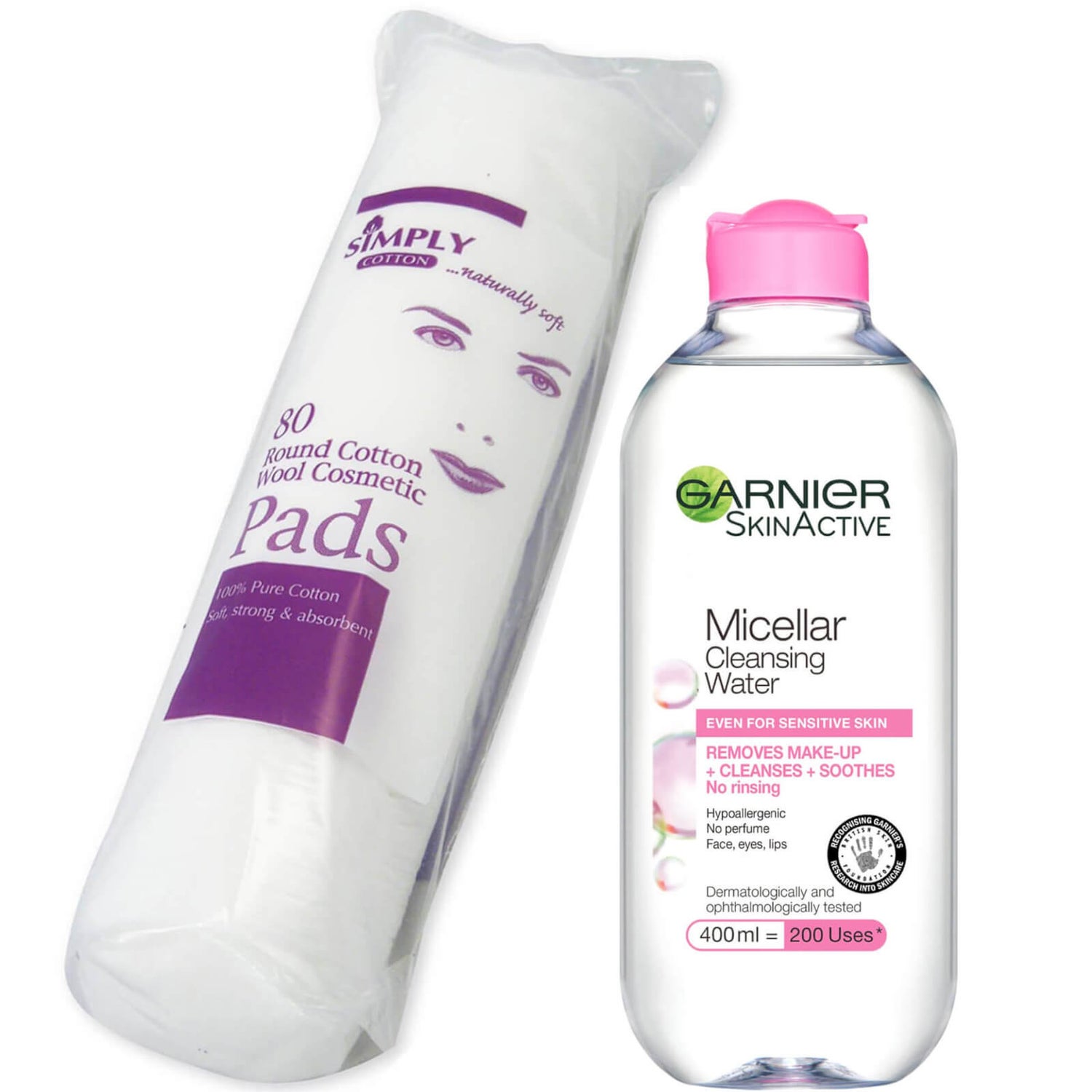 Garnier Micellar Water Facial Cleanser Makeup Remover 400ml with Cotton