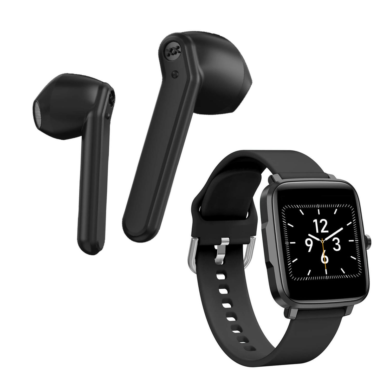 Mixx Streambuds AX TWS Earphones Black + Smart Watch Bundle IWOOT UK