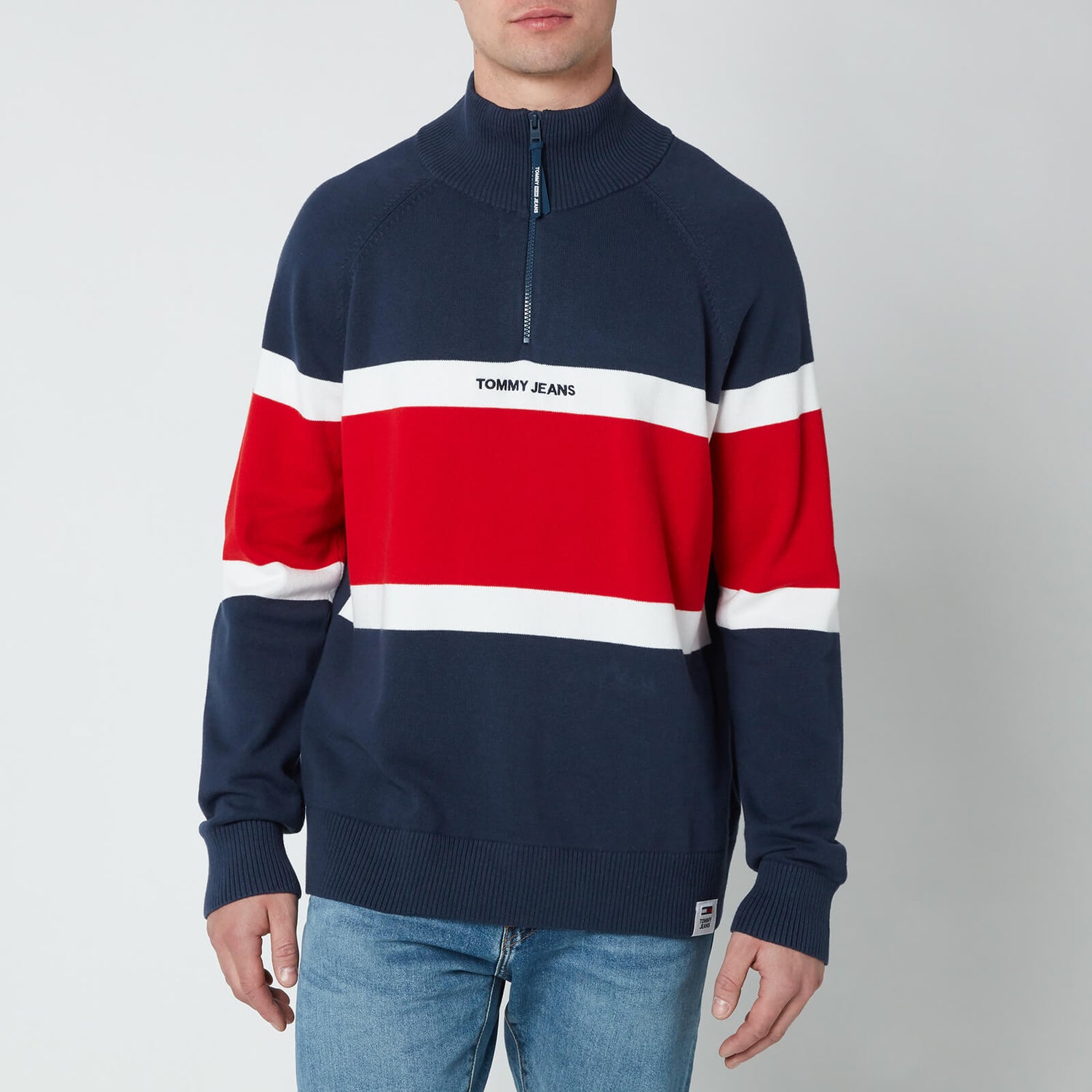 Tommy jeans funnel neck half zip hoodie in colourblock clearance