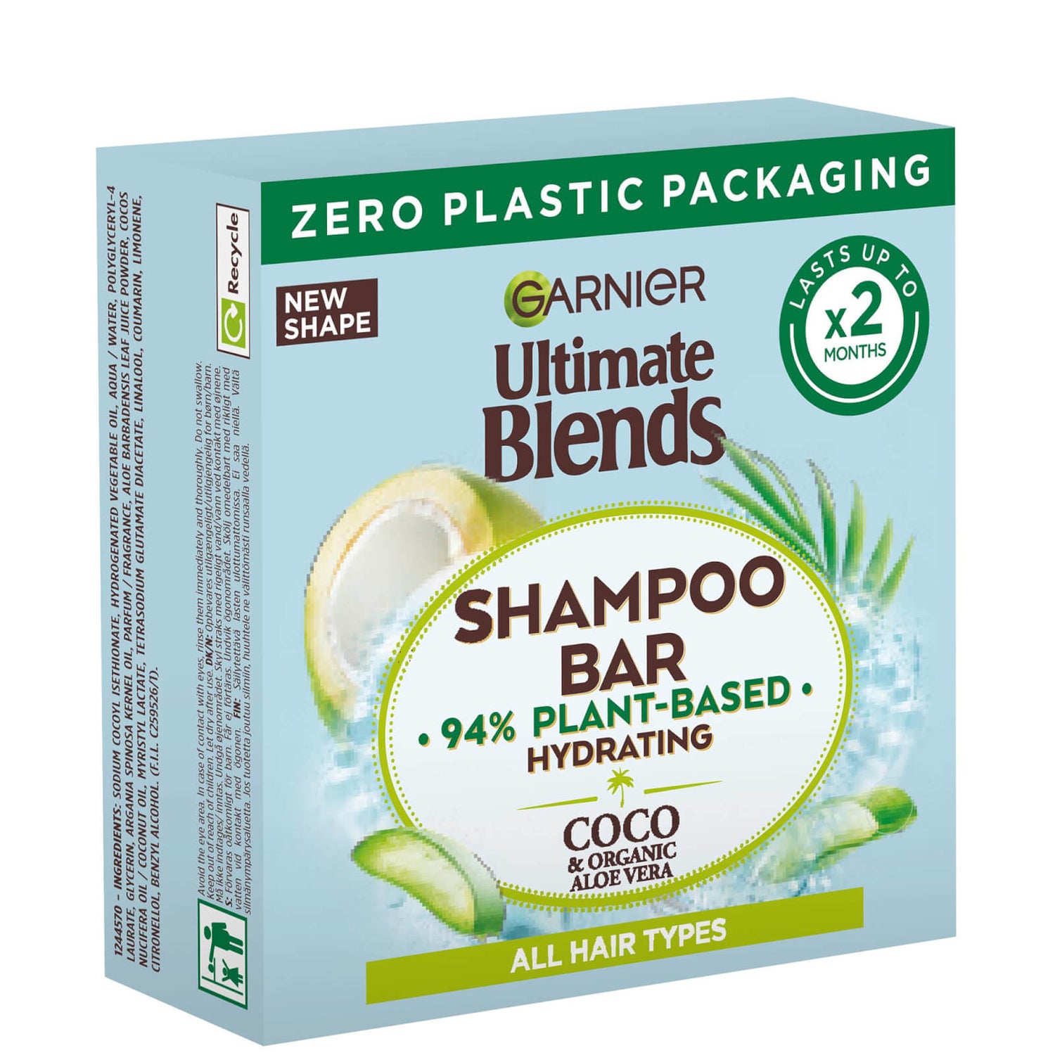 Garnier Ultimate Blends Coconut Hydrating Shampoo Bar with Aloe Vera
