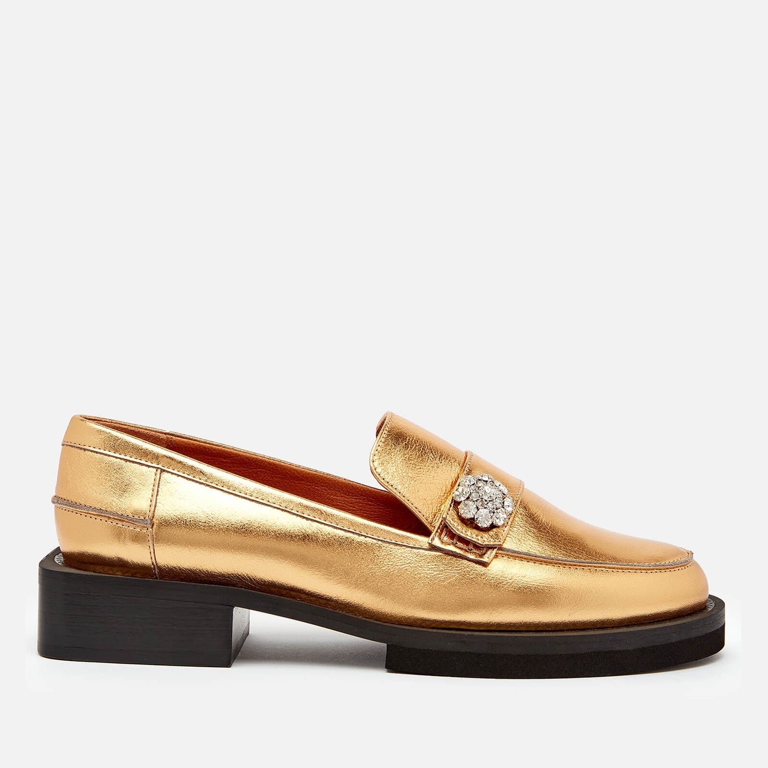 Ganni Women's Metallic Leather Loafers - Gold - Free UK Delivery Available