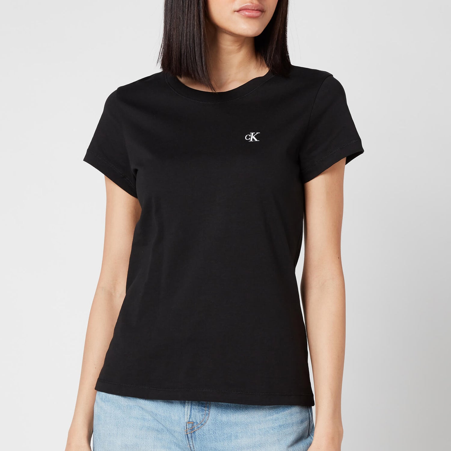 Calvin Klein Jeans Women's Embroidered Logo Slim T-Shirt - CK Black ...