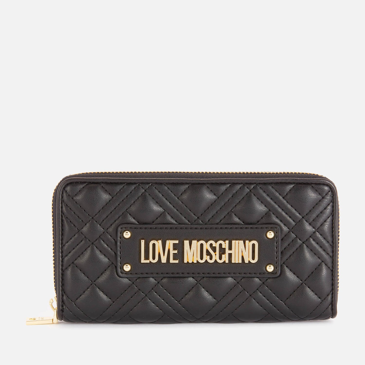 Love Moschino Women's Quilted Large Zip Around Wallet - Black | TheHut.com