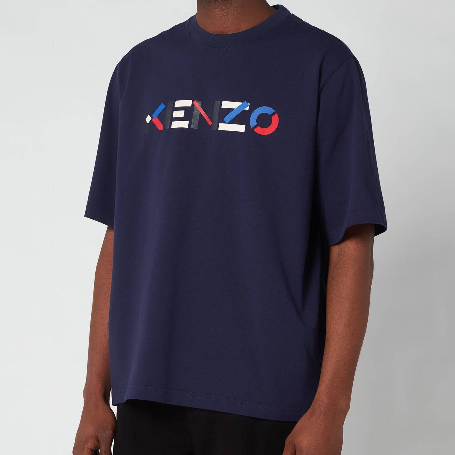 KENZO Men's Multicolour Logo T-Shirt - Navy Blue - Free UK Delivery ...