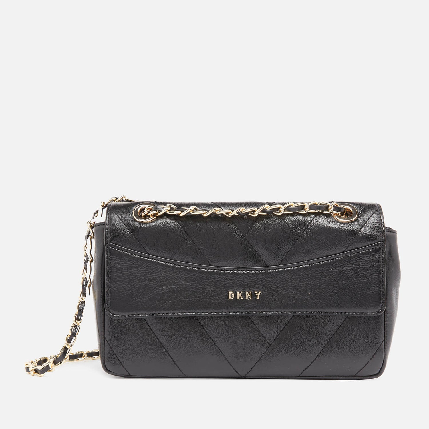 Dkny Black Handbag With Gold Chain