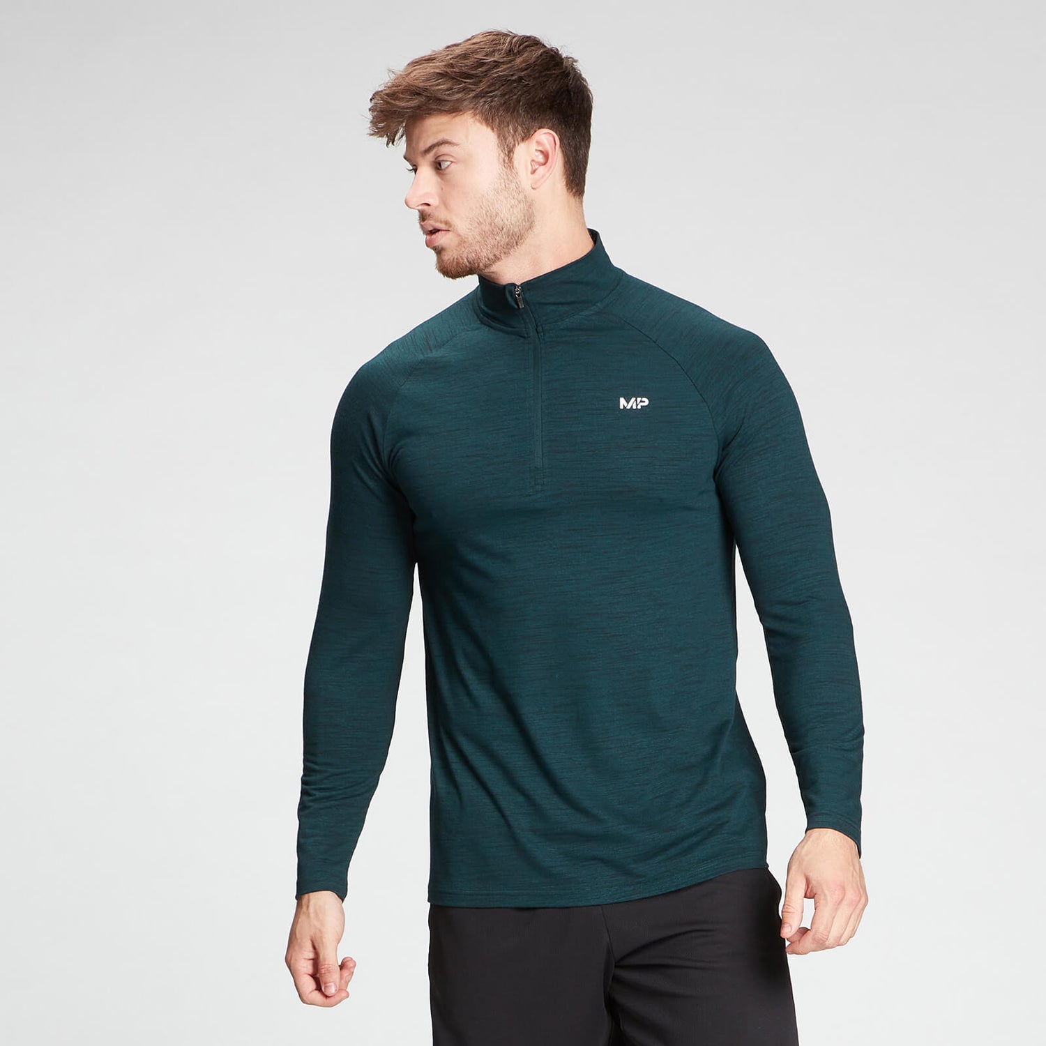 Men's Performance 1/4 Zip Top Deep Teal Marl MYPROTEIN™