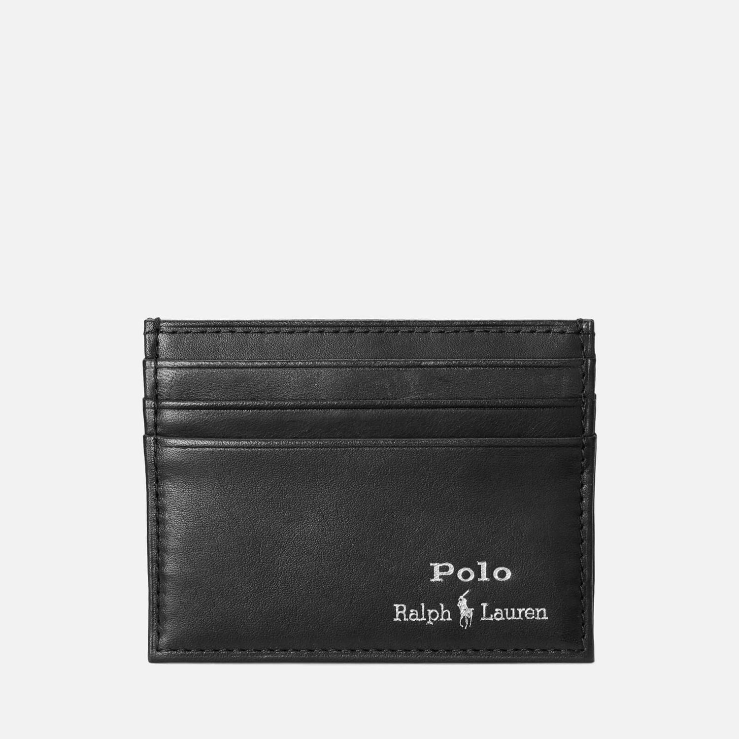 Polo Ralph Lauren Men's Smooth Leather Gold Foil Cardholder Black