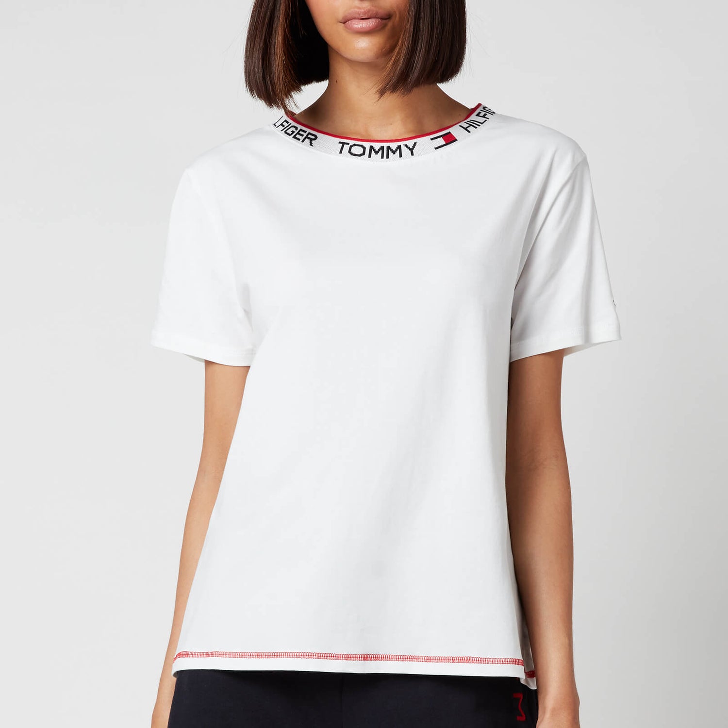 Tommy Hilfiger Women's Logo Collar T-Shirt - White | TheHut.com