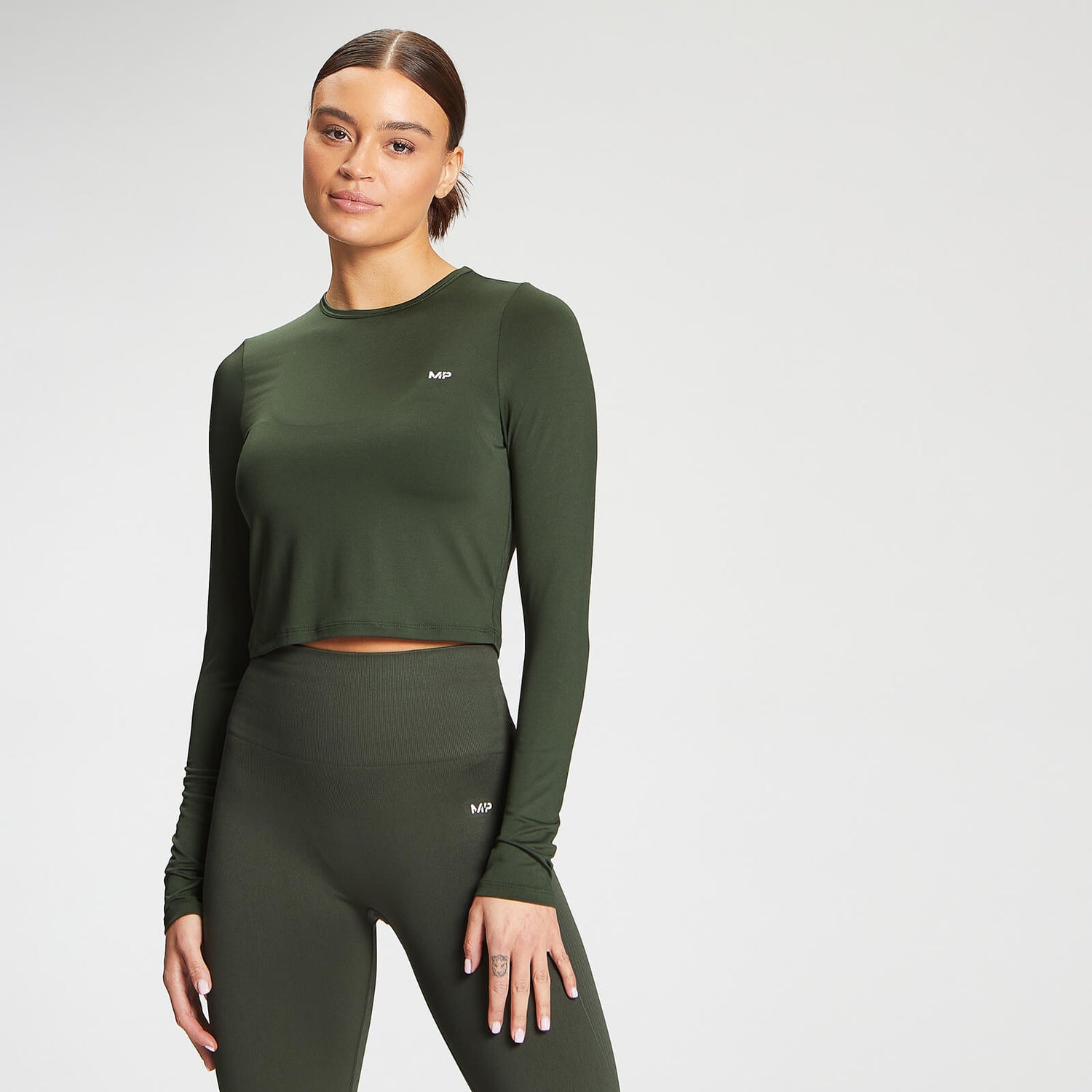 MP Women's Training Long Sleeve Crop Top Vine Leaf MYPROTEIN™