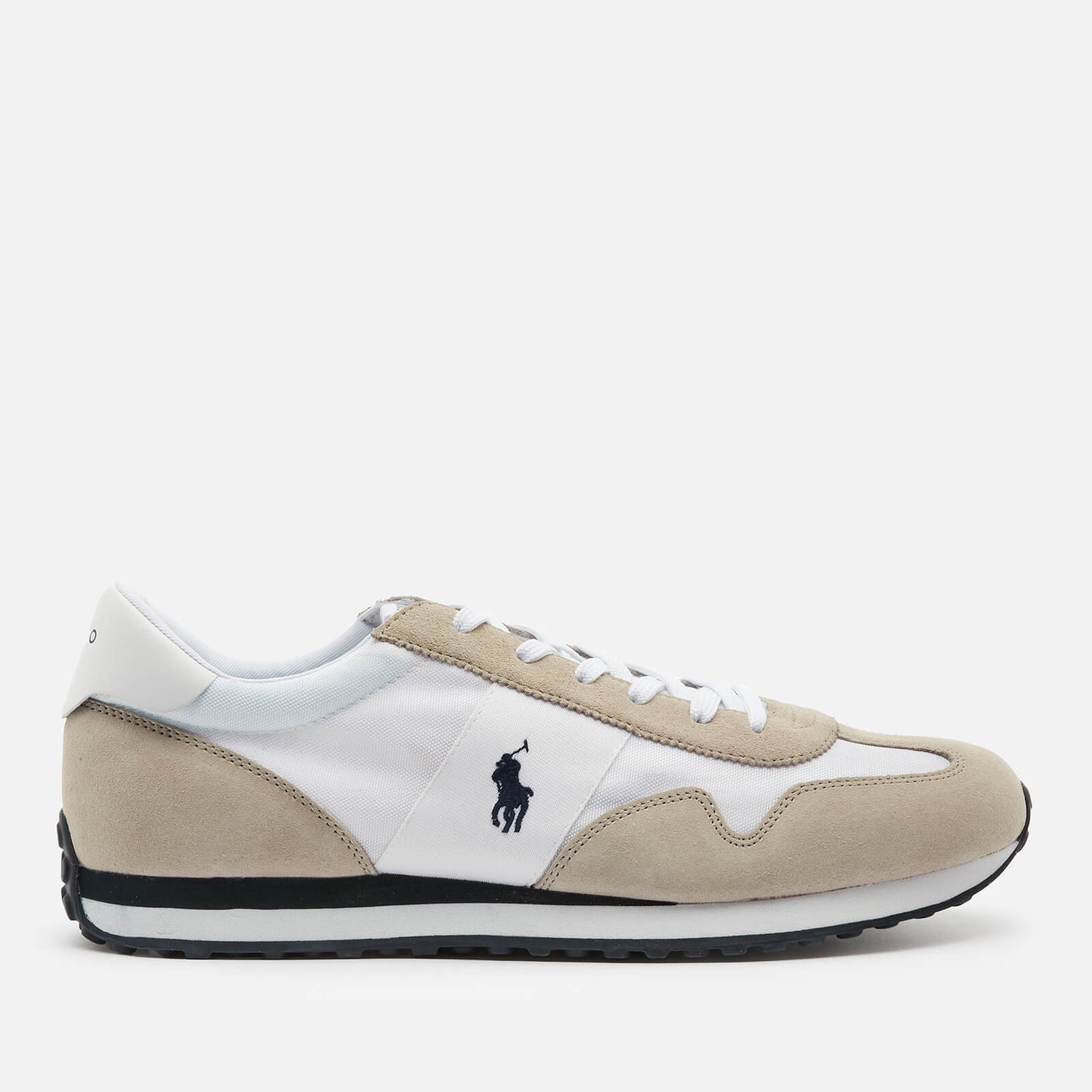 Polo Ralph Lauren Men's Train 85 Suede/Nylon Running Style Trainers - White/Grey Violet/Newport 