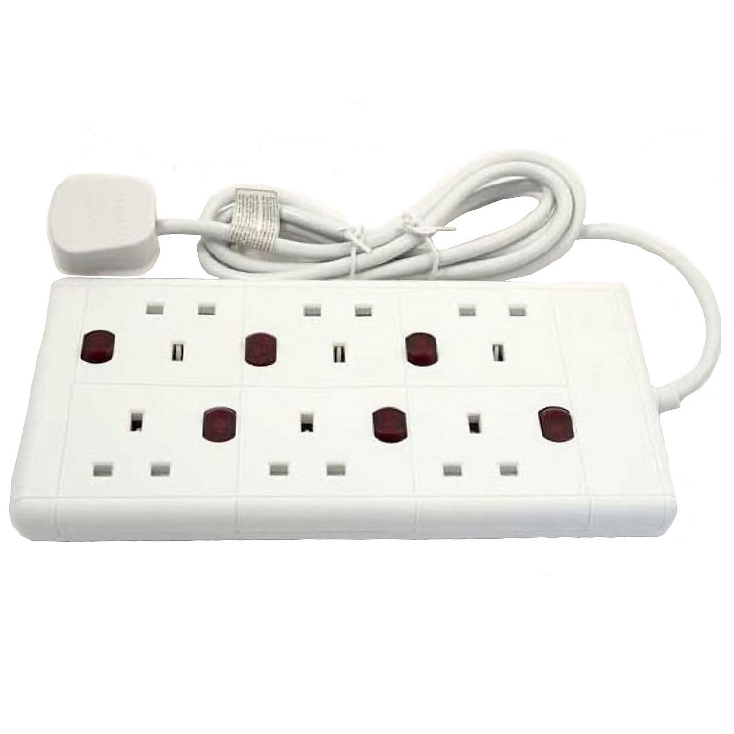 Masterplug 6 Socket Switched Extension Lead 2m White Homebase