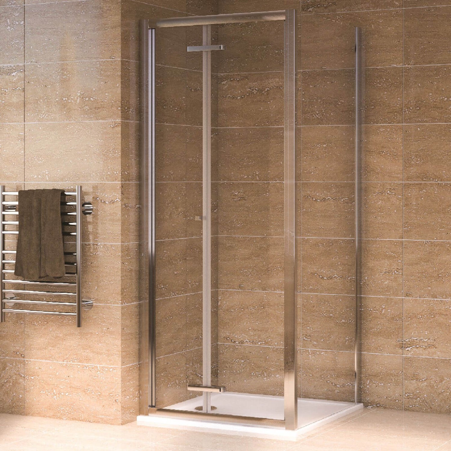 Aqualux BiFold Door Shower Enclosure and Tray Package 800 x 800mm
