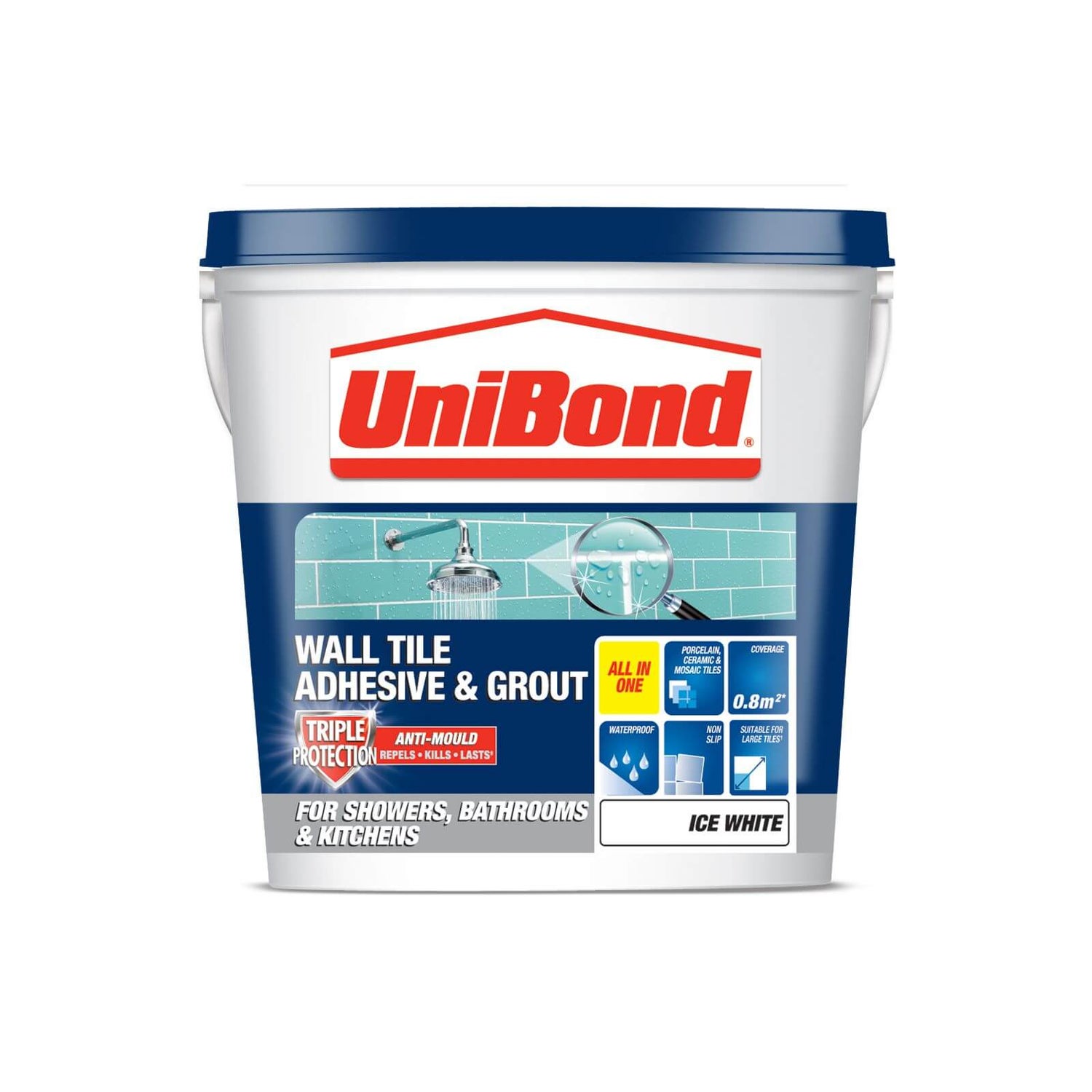 UniBond Wall Tile Adhesive & Grout Ice White 1L Homebase