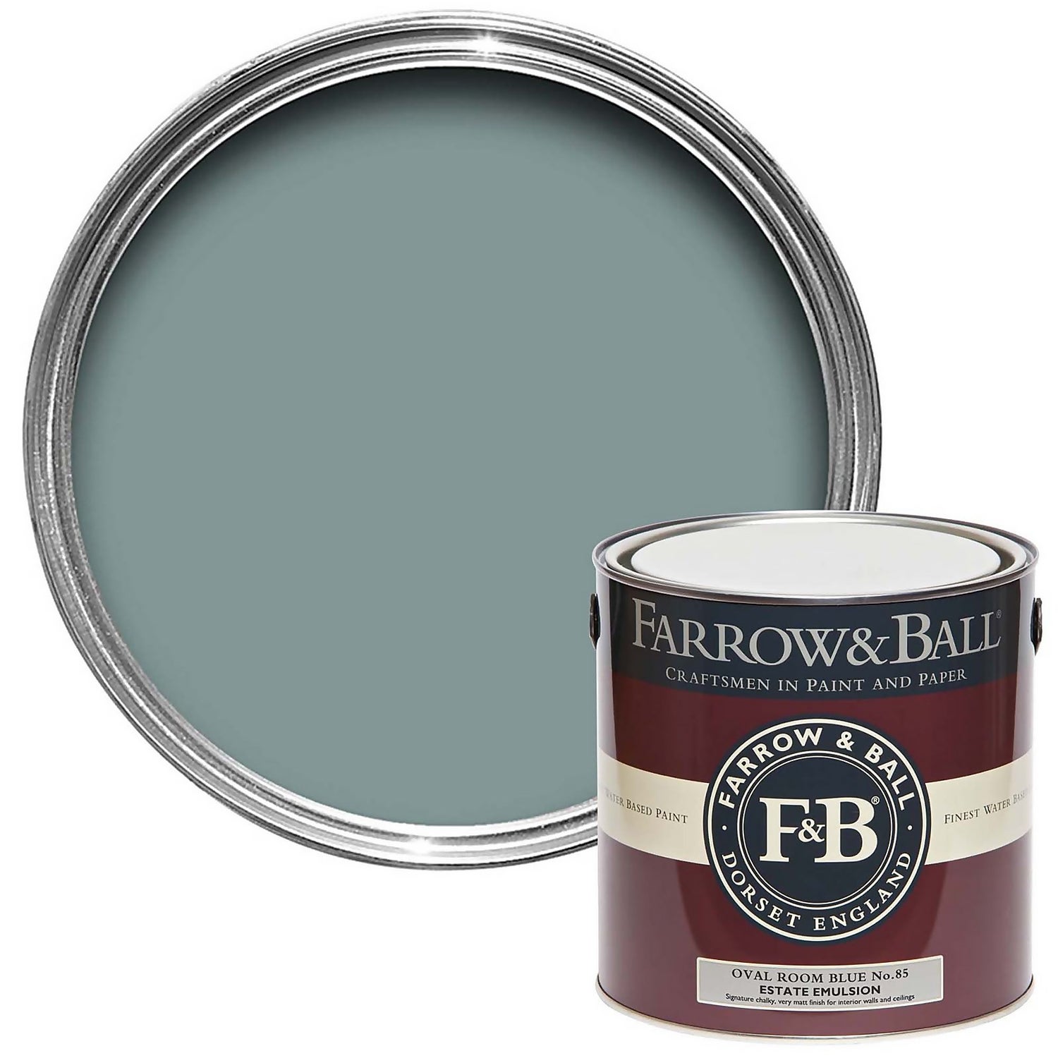Farrow & Ball Estate No.85 Oval Room Blue - Matt Emulsion Paint - 2.5L