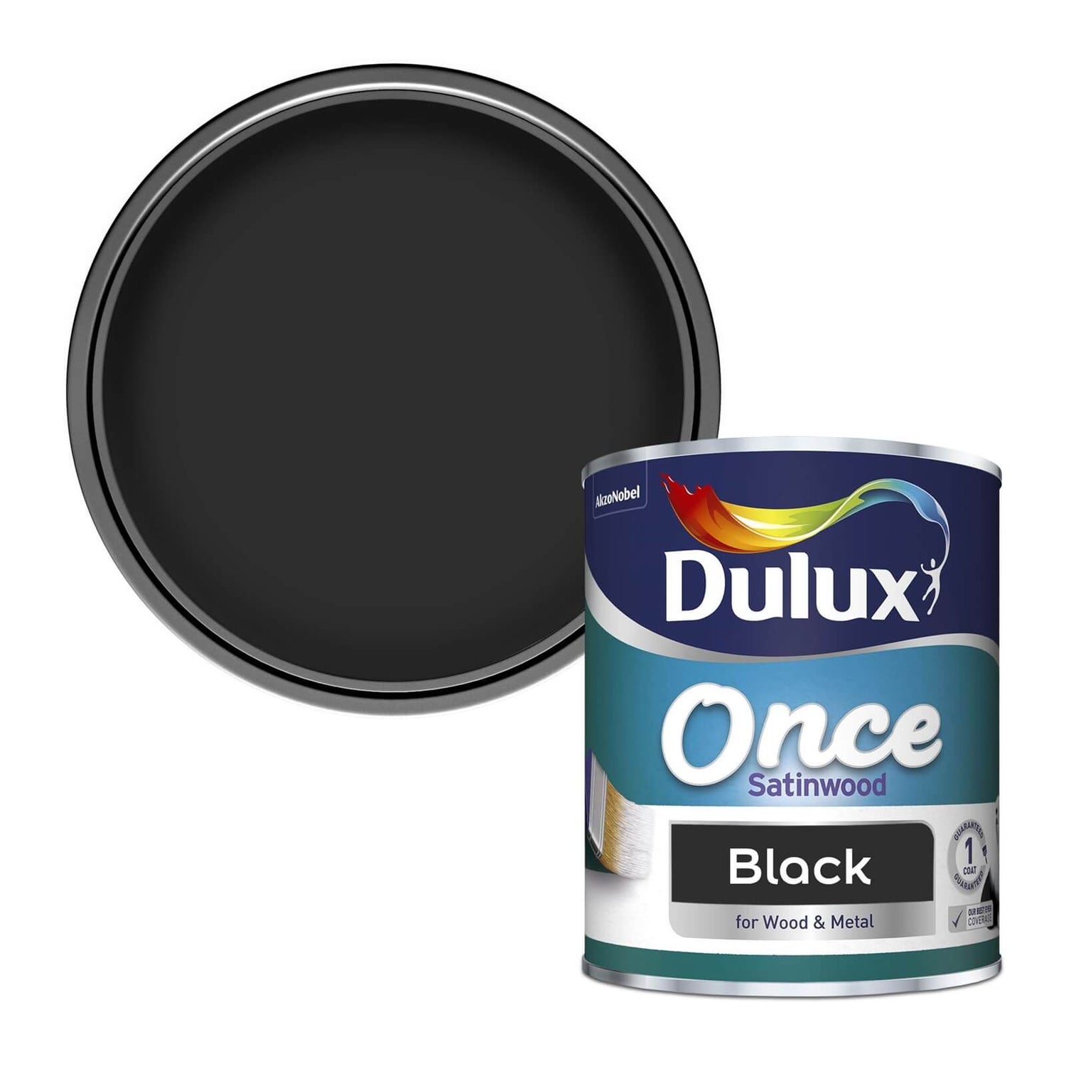 Dulux Once Black Satinwood Paint 750ml Homebase