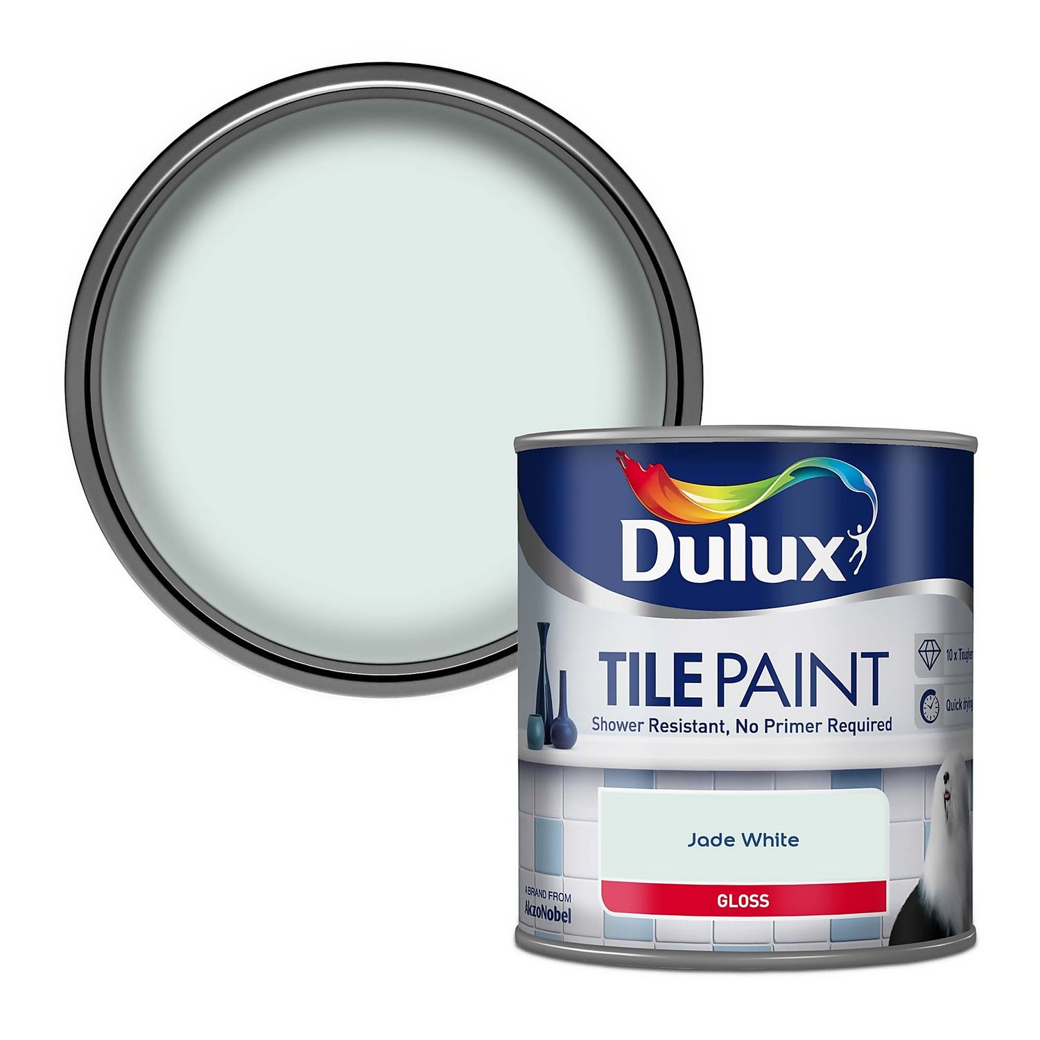 Dulux Jade White Tile Paint 600ml Homebase