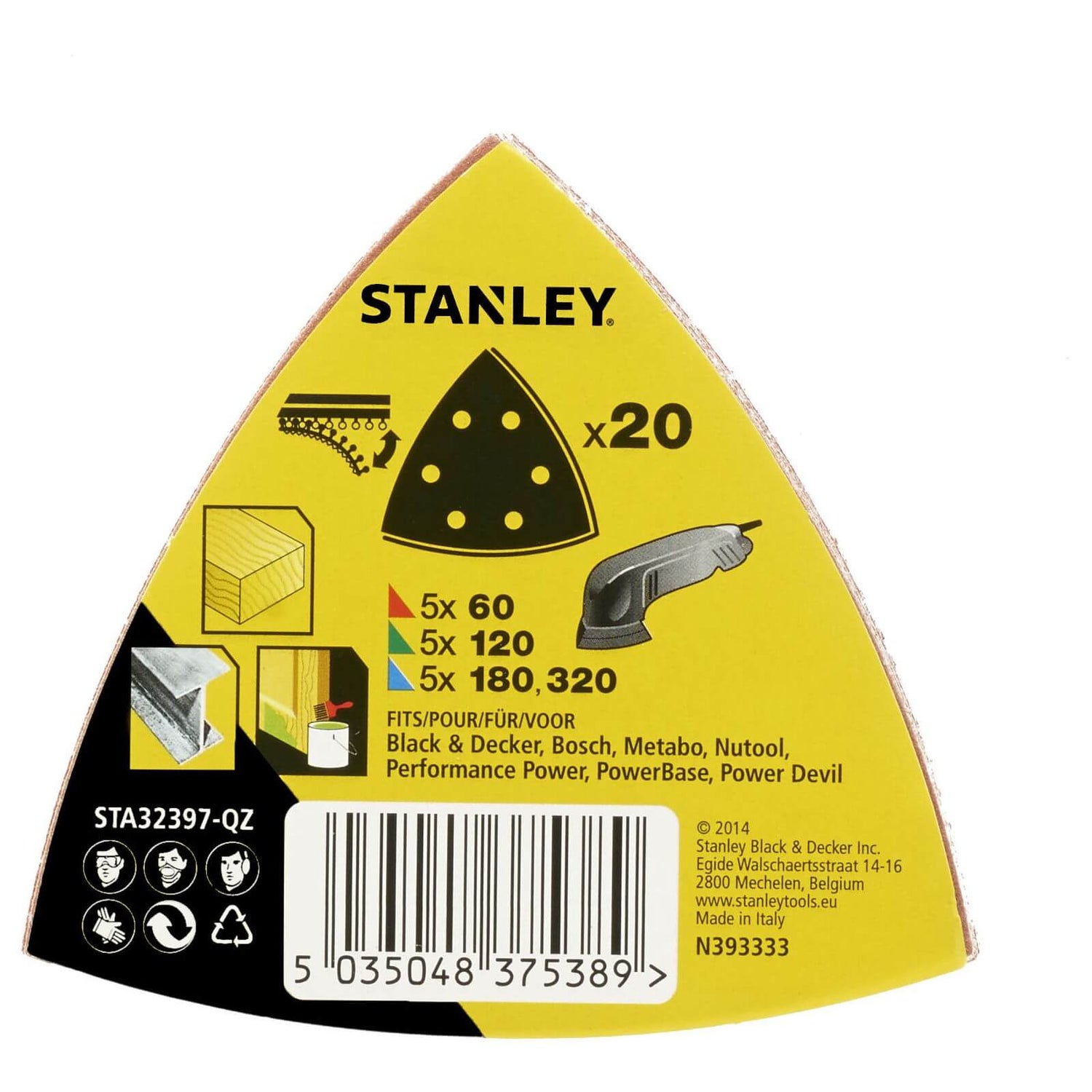 Stanley Delta Head Sanding Sheet Mixed Pack of 20 STA32397QZ Homebase