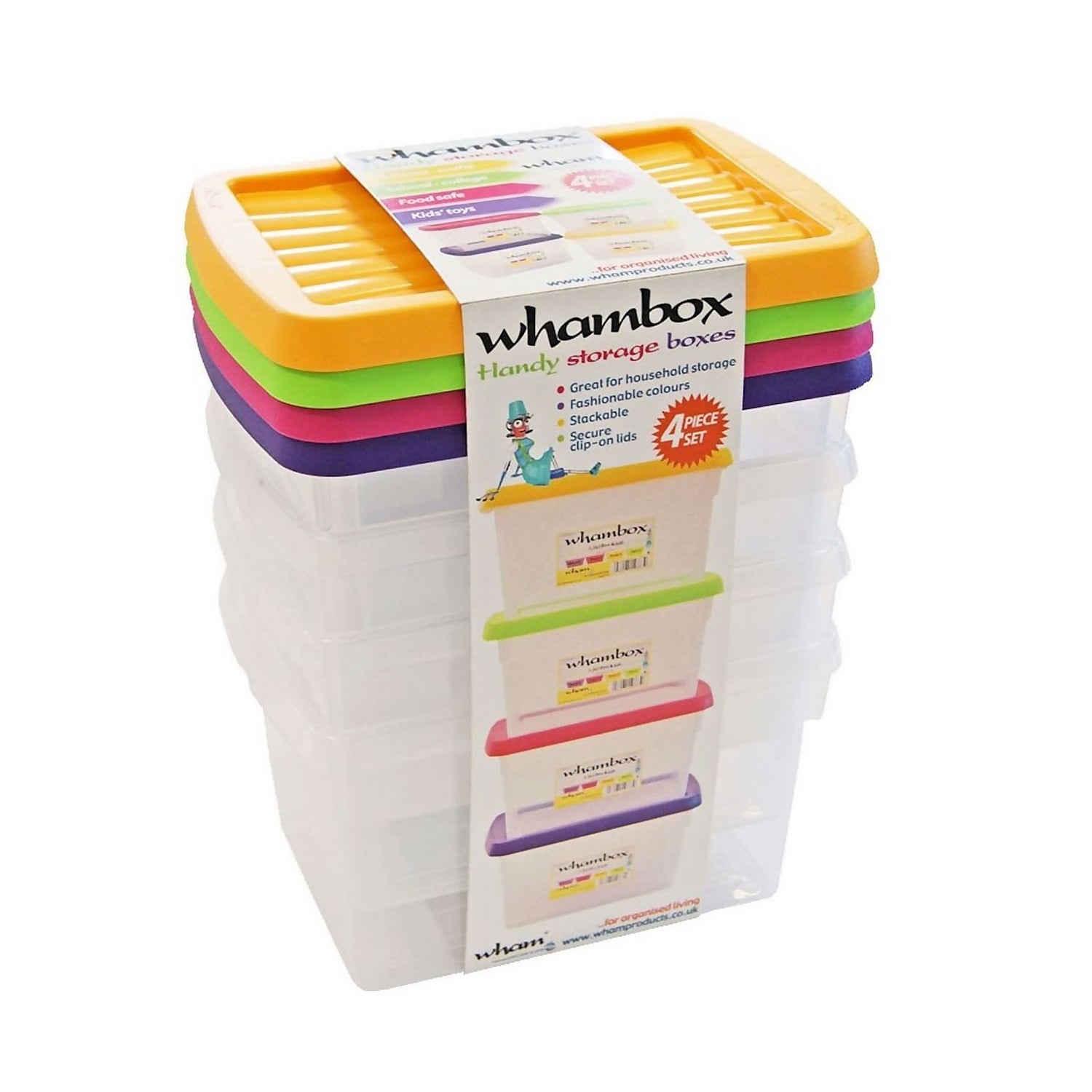 Whambox 4 Piece Handy Storage Boxes 1.5L Homebase