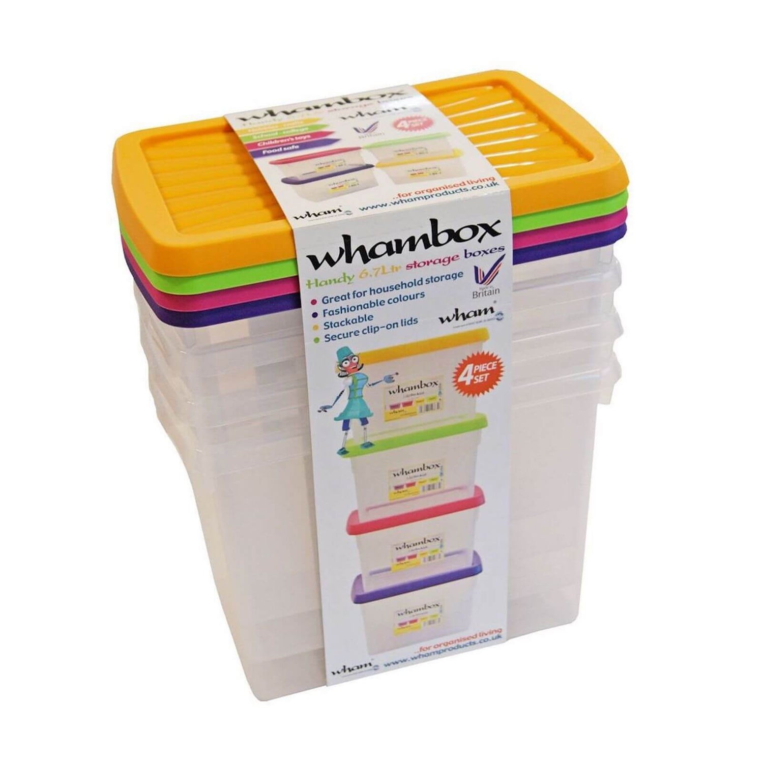 Whambox Set of 4 Handy Storage Boxes 6.7L Homebase