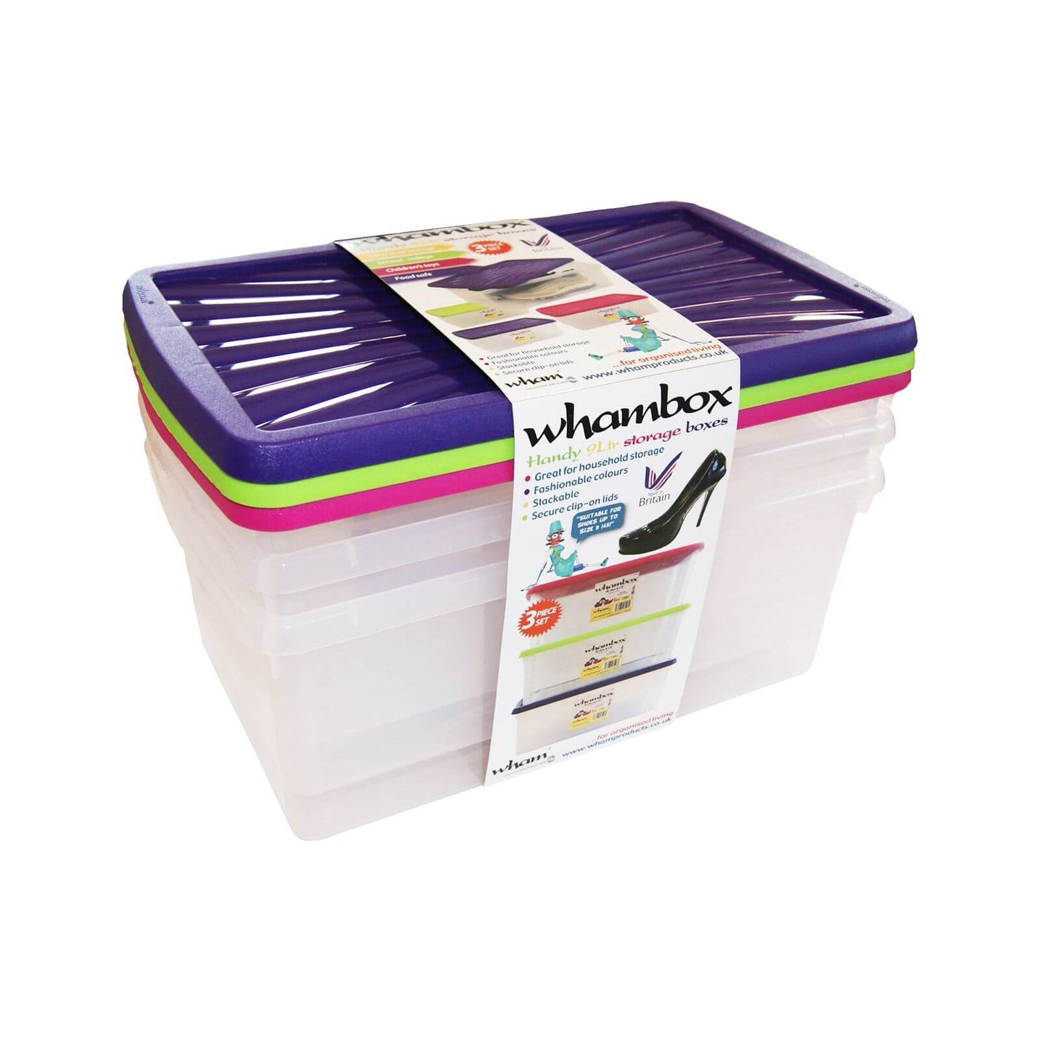 Whambox Set of 3 Handy Storage Boxes 9L Homebase