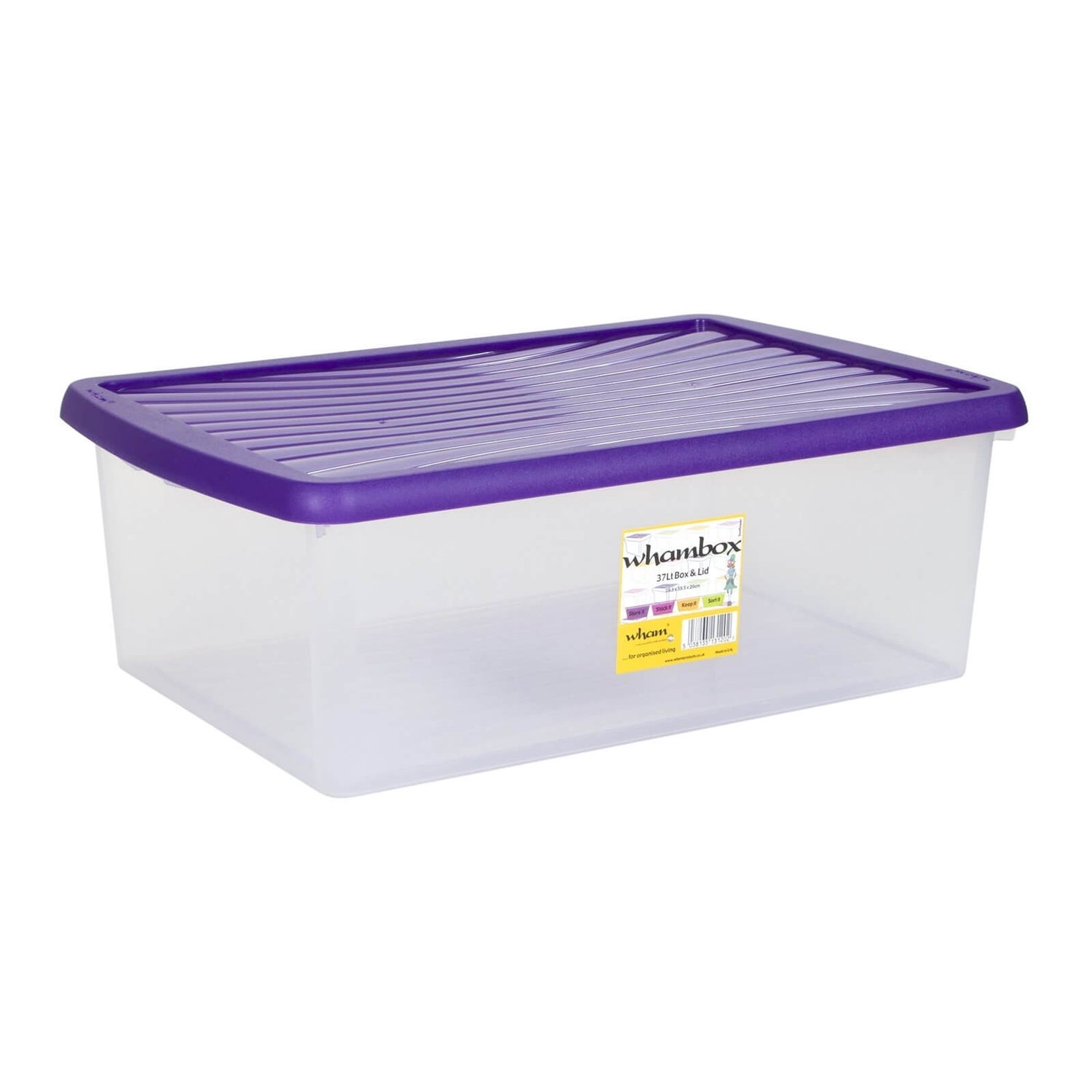 Wham 37L Storage Box with Violet Lid Homebase
