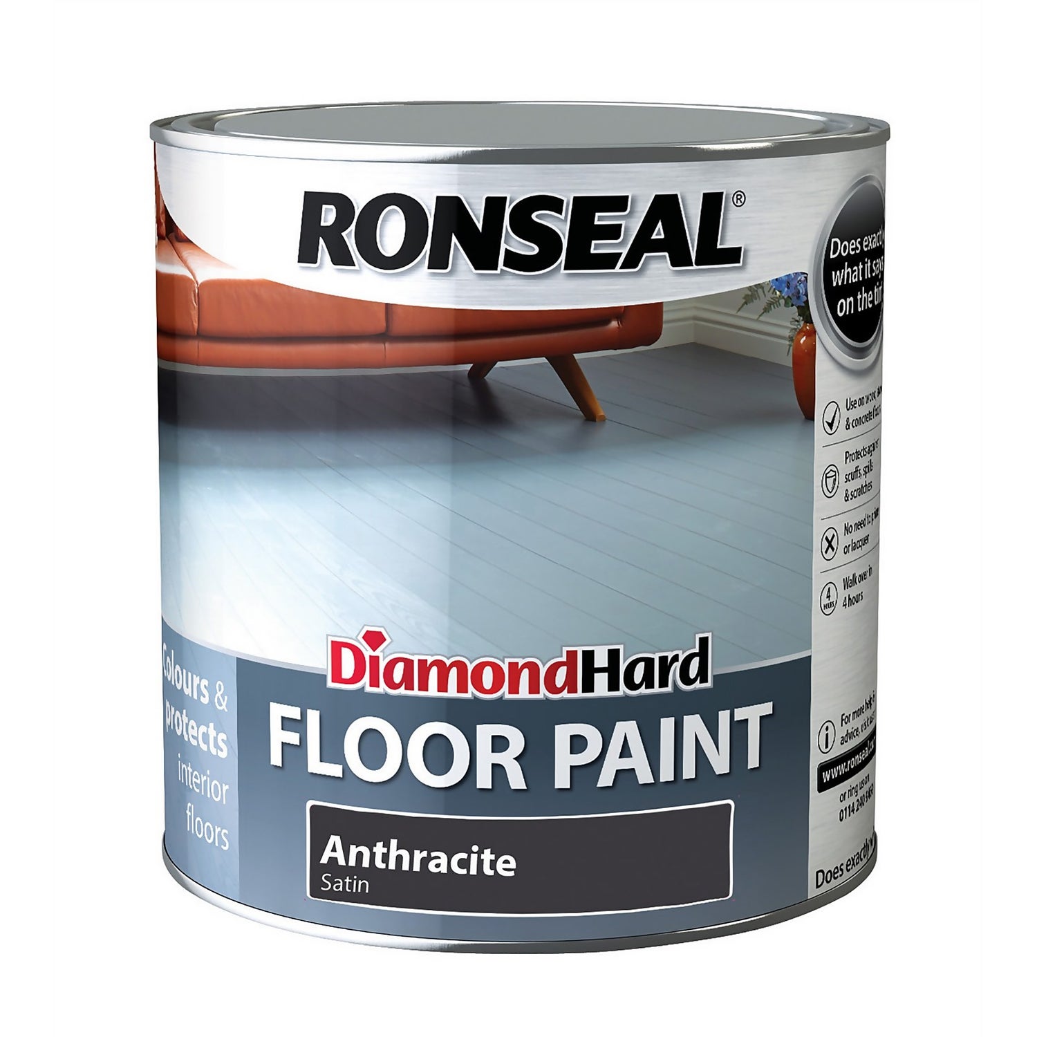 Ronseal Diamond Hard Floor Paint Anthracite 2.5L Homebase