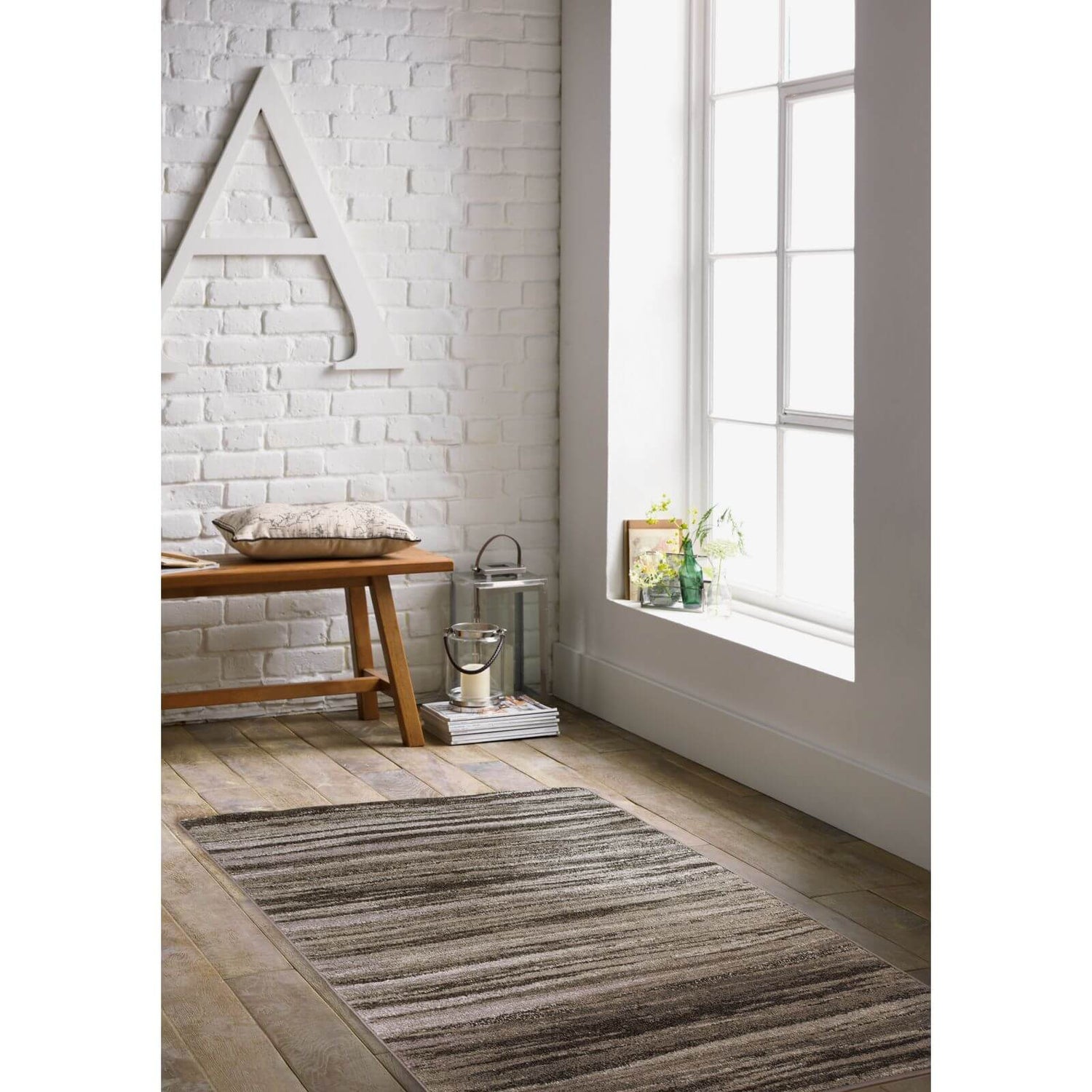 Karnaby Stripe Grey Rug 120 x 170cm Homebase