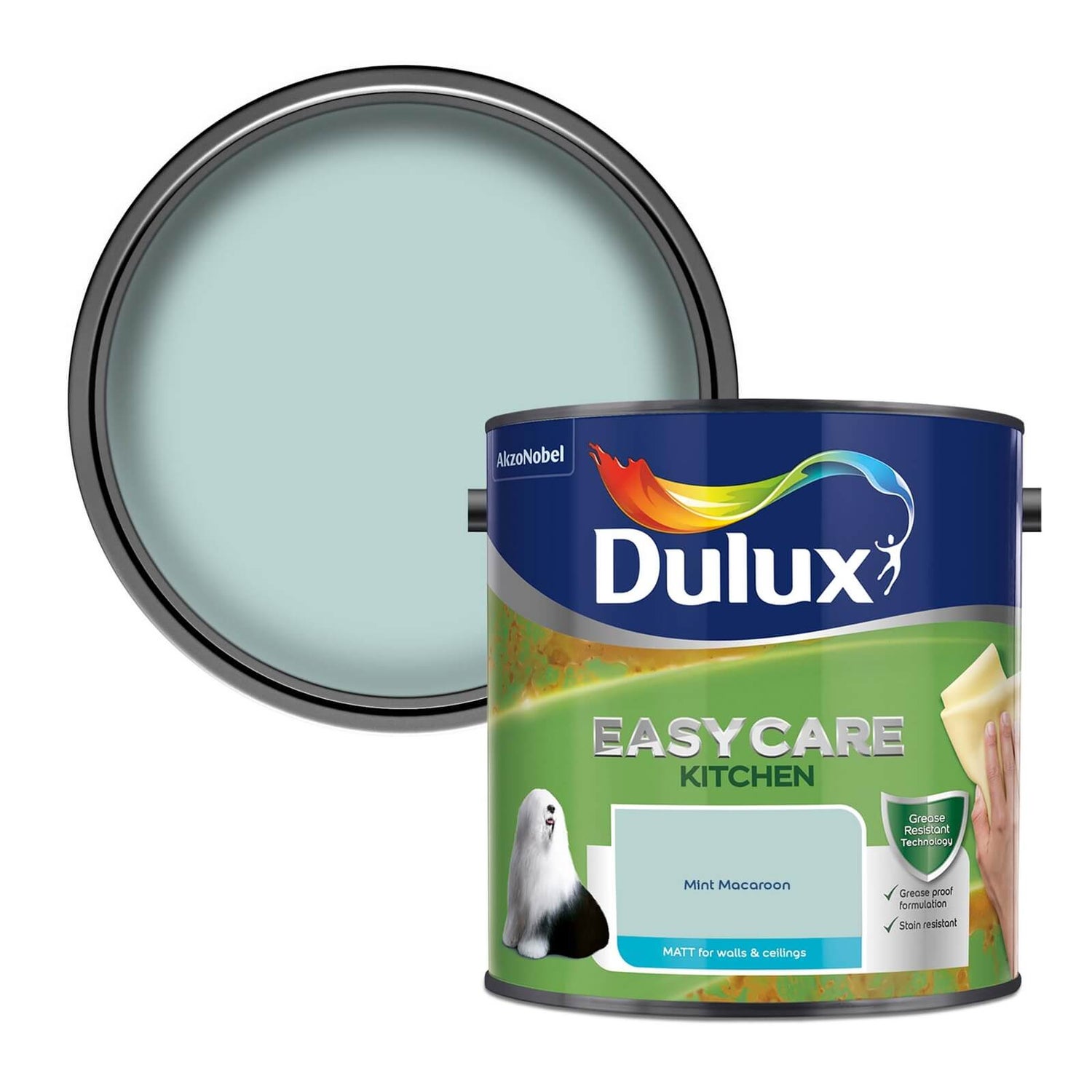 Dulux Easycare Kitchen Mint Macaroon Matt Paint 2.5L Homebase